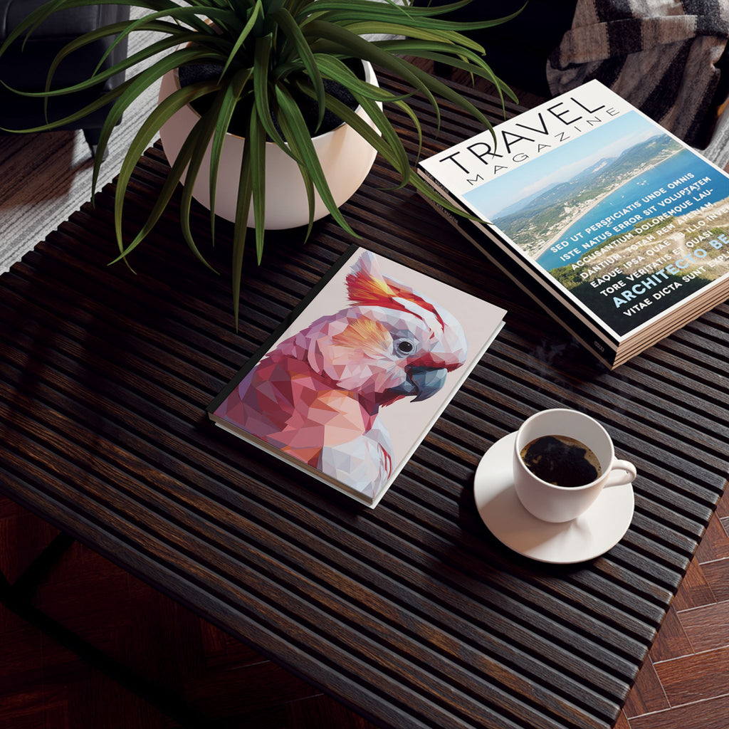 Fractured Plumage: Low-Poly Cockatoo Portrait, Digital Geometric Art Personalized Journal   |