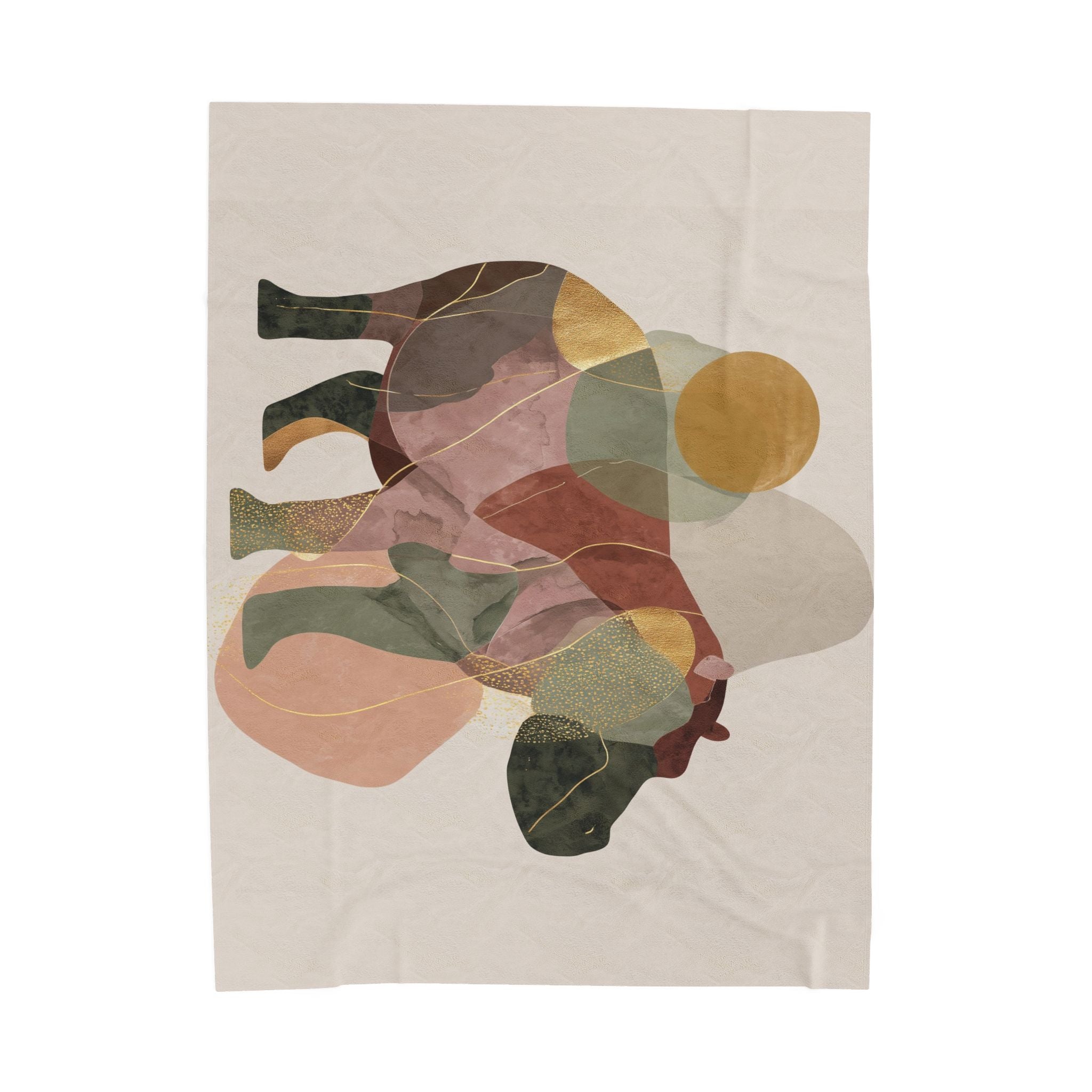 Geometric Hippo Silhouette: Abstract Animal Art, Modern Watercolor Interpretation   |    Custom Orders Available