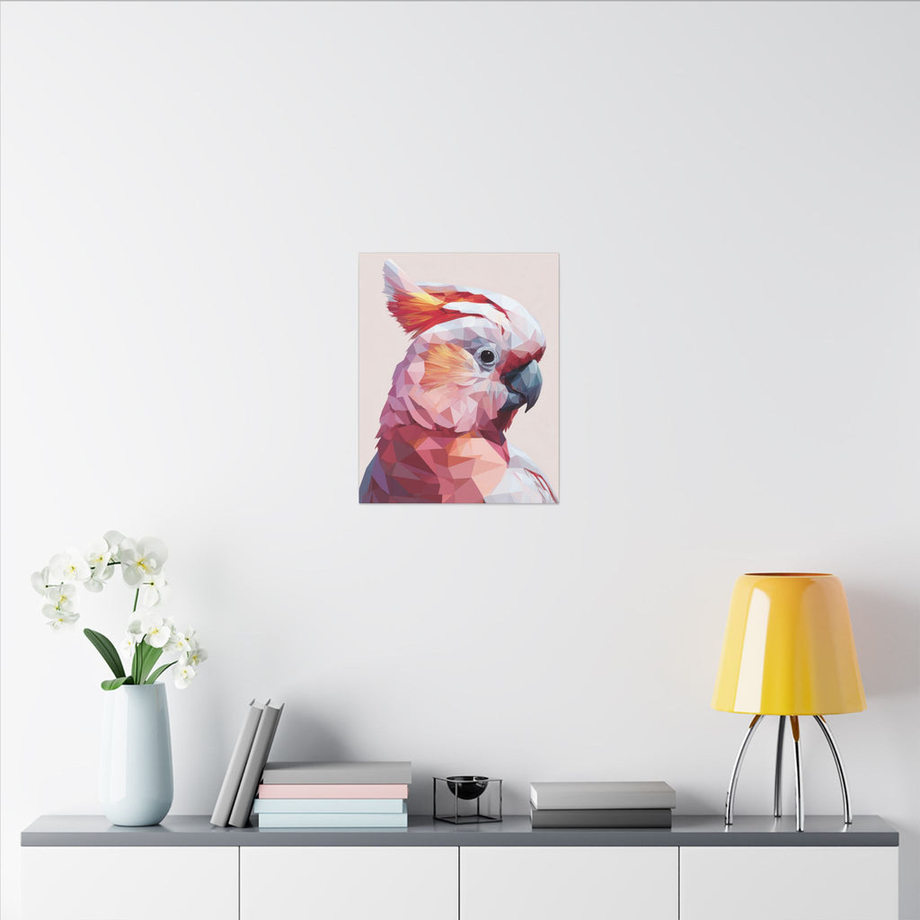 Polygonal Parrot: Low-Poly Digital Art, Geometric Cockatoo Portrait   |    Custom Orders Available