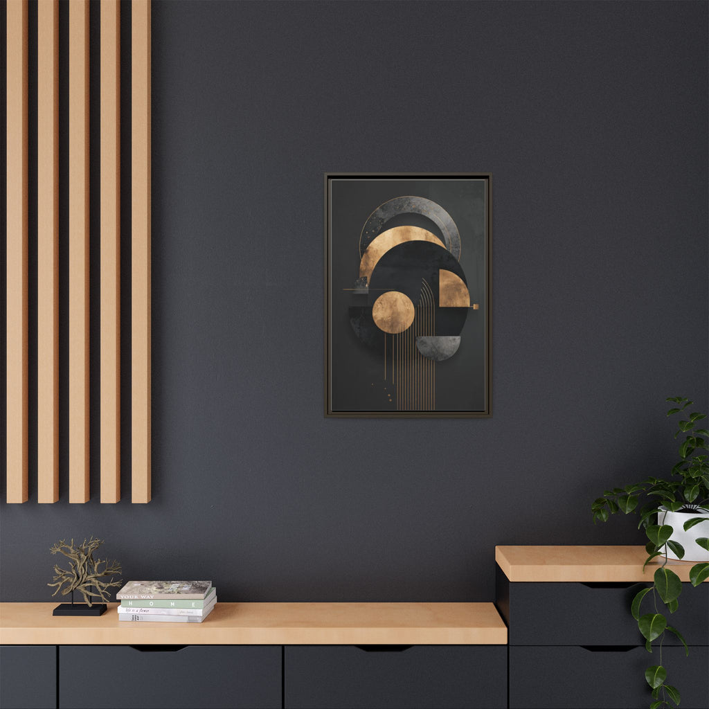 Geometric Resonance: Abstract Gold and Black Design, Minimalist Architectural Art, Modern Metallic Composition   |   Custom Orders Accepted