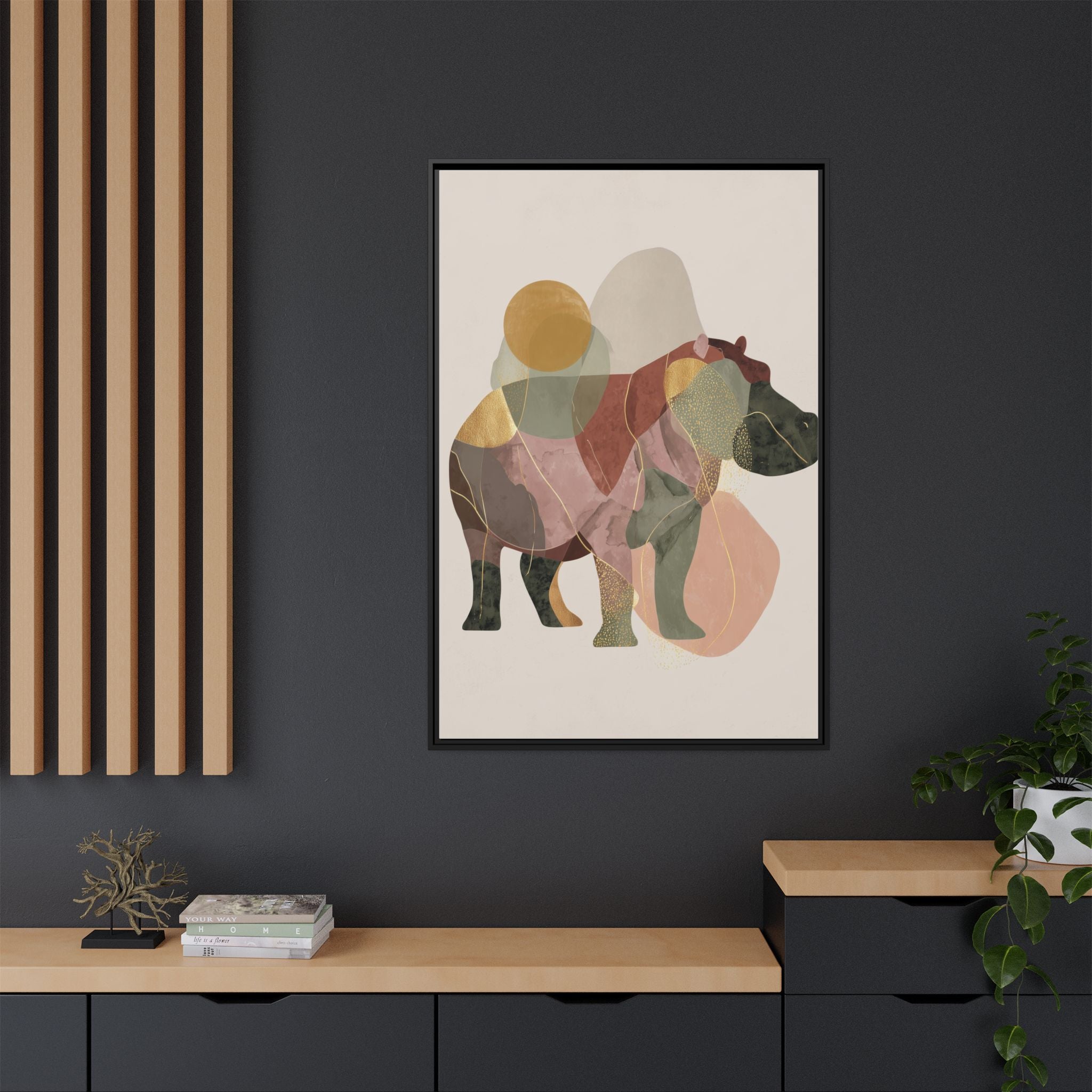 Geometric Harmony: Abstract Hippo Silhouette, Modern Minimalist Animal Art   |    Custom Orders Available