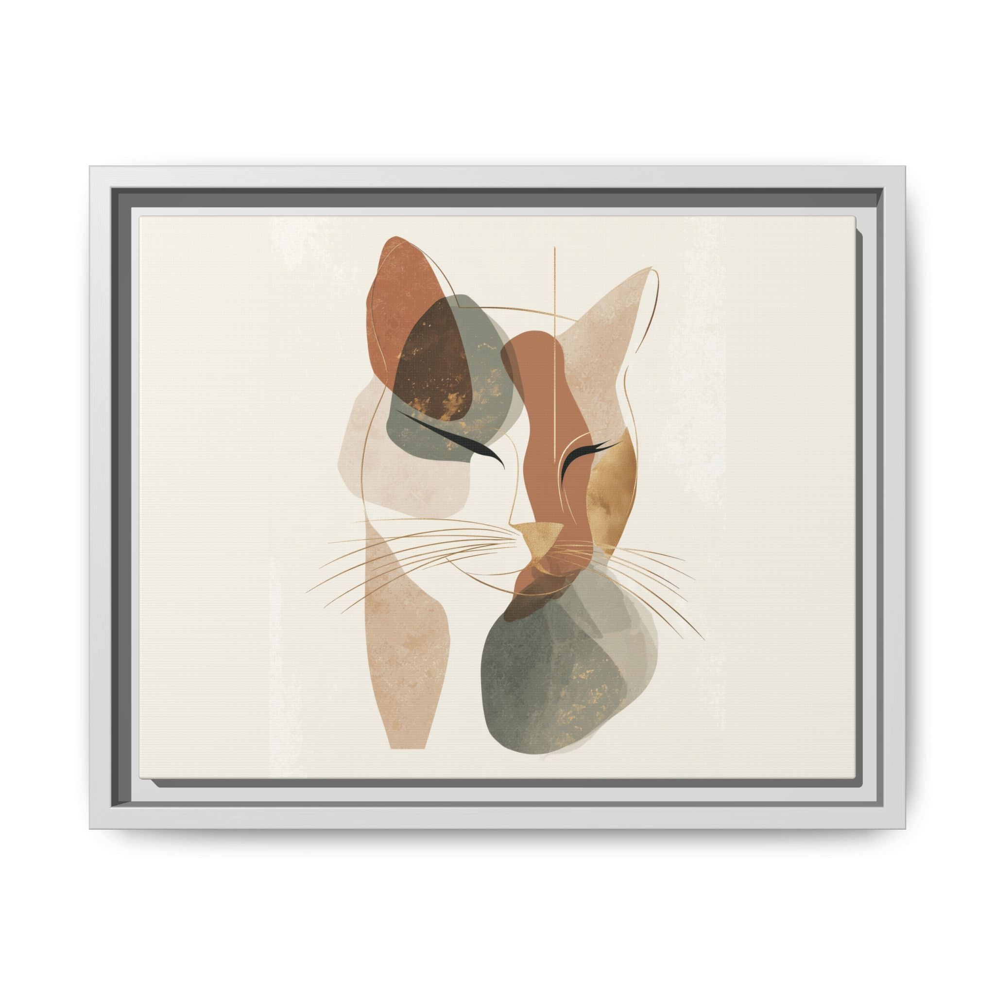 Feline Geometry: Abstract Cat Portrait, Minimalist Earth Tones   |  Personalized & Custom Orders Available