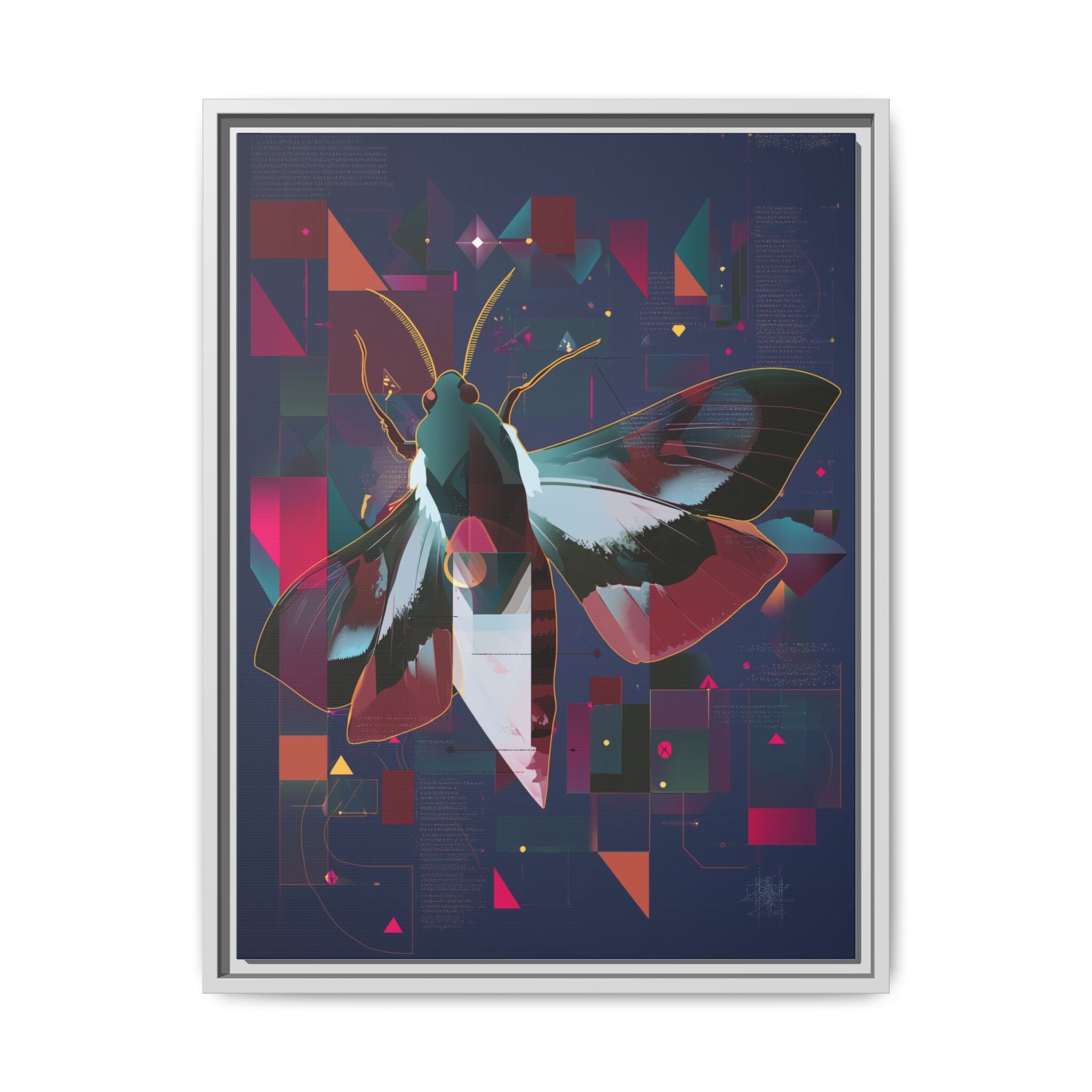Metamorphic Circuits Framed Print : Geometric Butterfly Fusion, Digital Abstract Techno-Art   |   Custom Orders Available