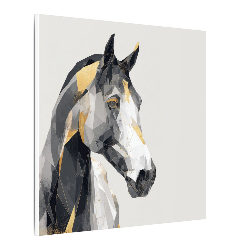 Geometric Equine Elegance: Polygonal Horse Portrait, Modern Digital Art, Metallic Cubist Interpretation   |  Personalized & Custom Orders