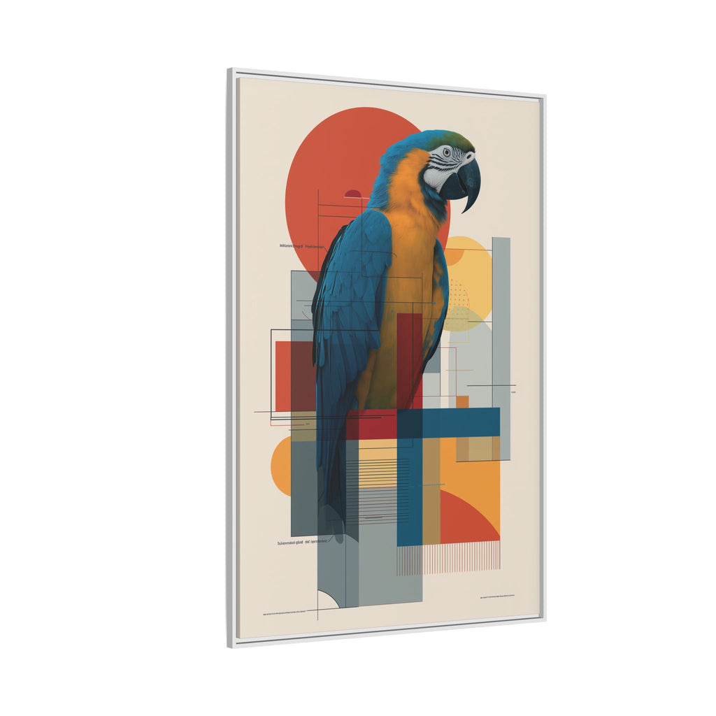 Macaw in Geometric Harmony: Modern Avian Portrait, Architectural Abstract Composition   |    Custom Orders Available