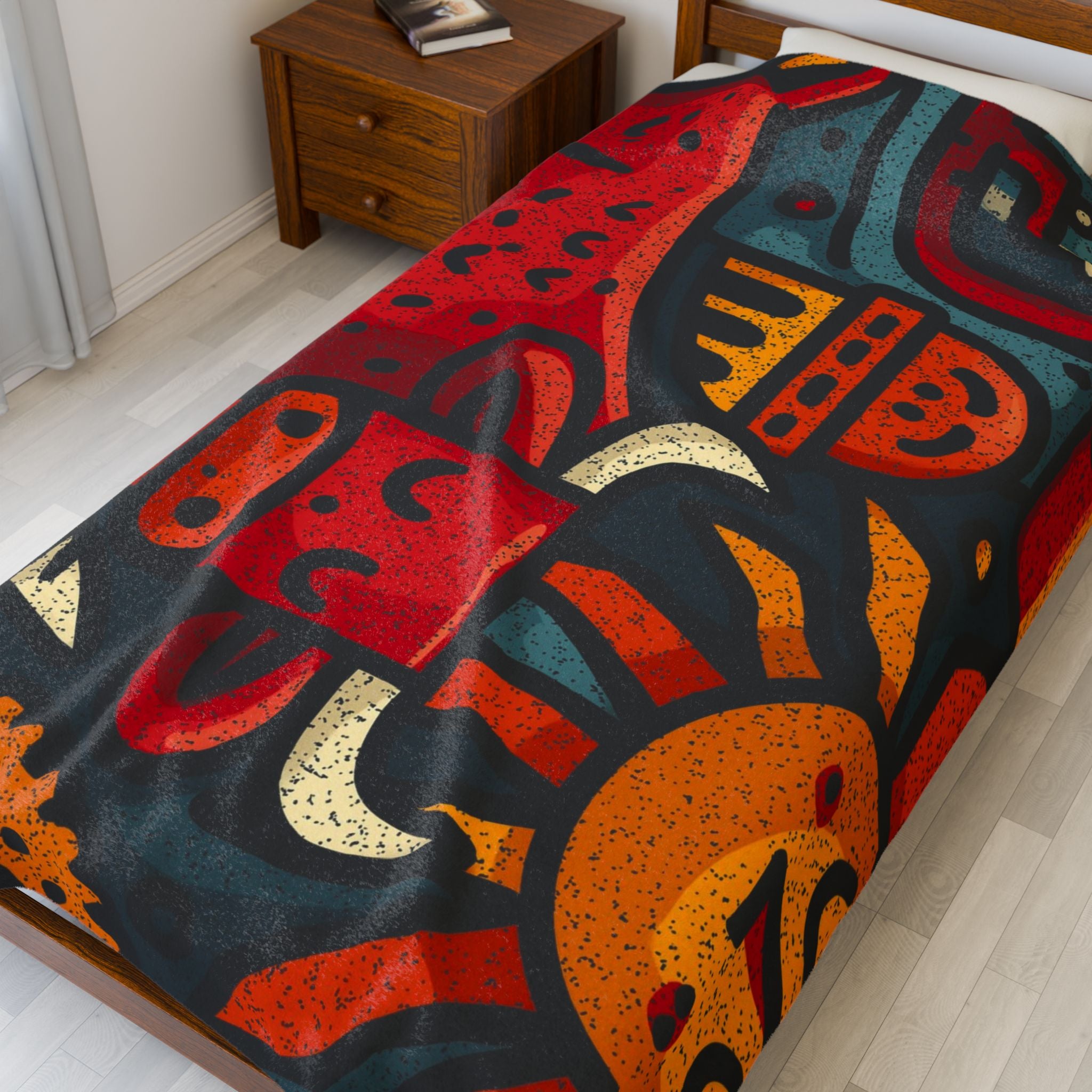 Solar Symphony Quilt Doona Duvet Cover : Geometric Folk Art Landscape, Spanish Design  |   Custom Orders Accepted