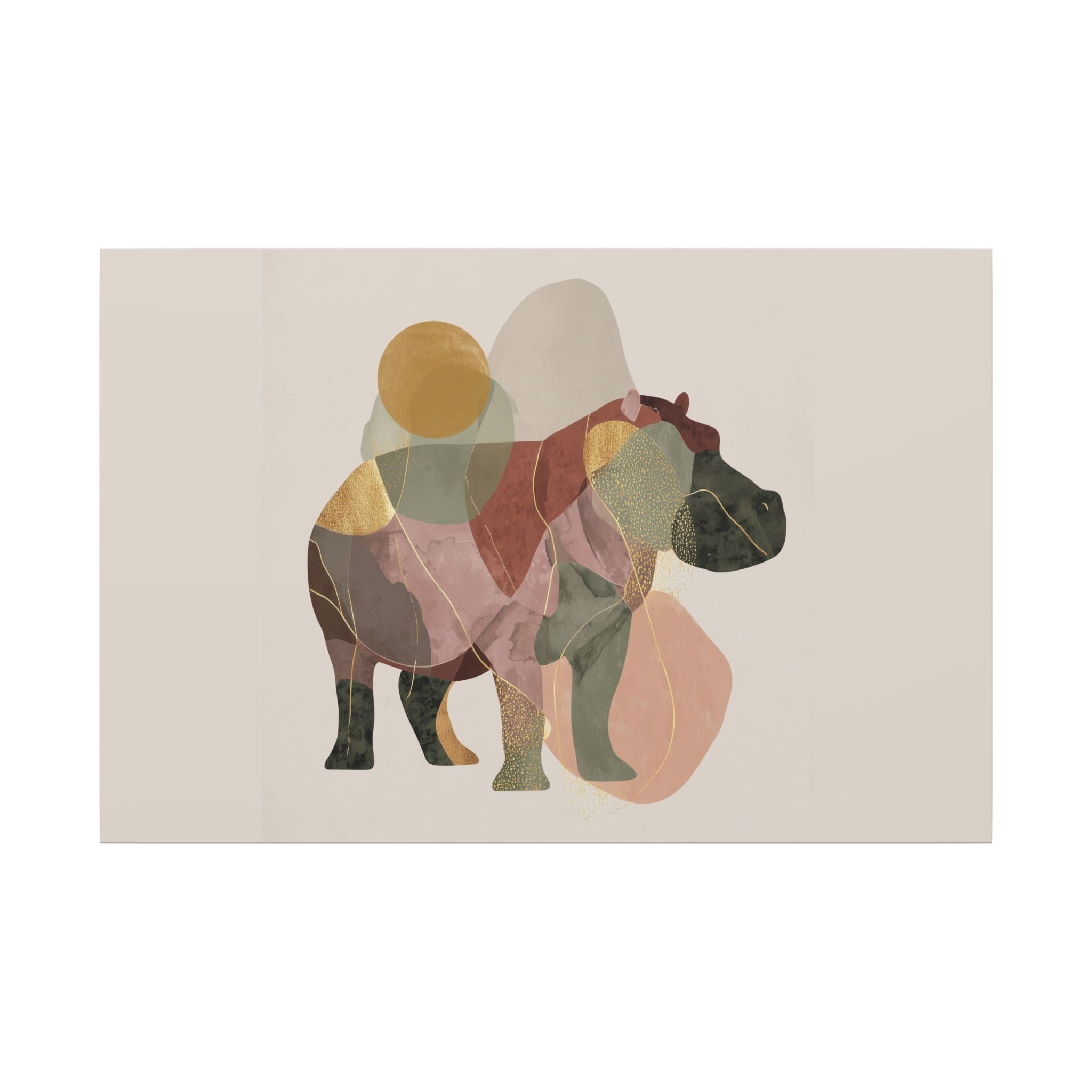 Geometric Hippo: Abstract Animal Art, Minimalist Pastel Composition   |    Custom Orders Available
