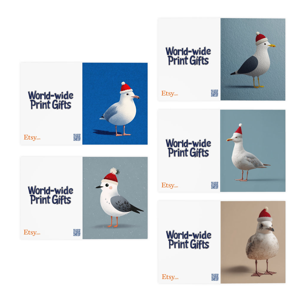 Cute Seagull Bird Greeting Cards for All Occasions, Holiday Card Set, Birthday Wishes, Thank You Notes, Kids Greeting Cards, Animal Love