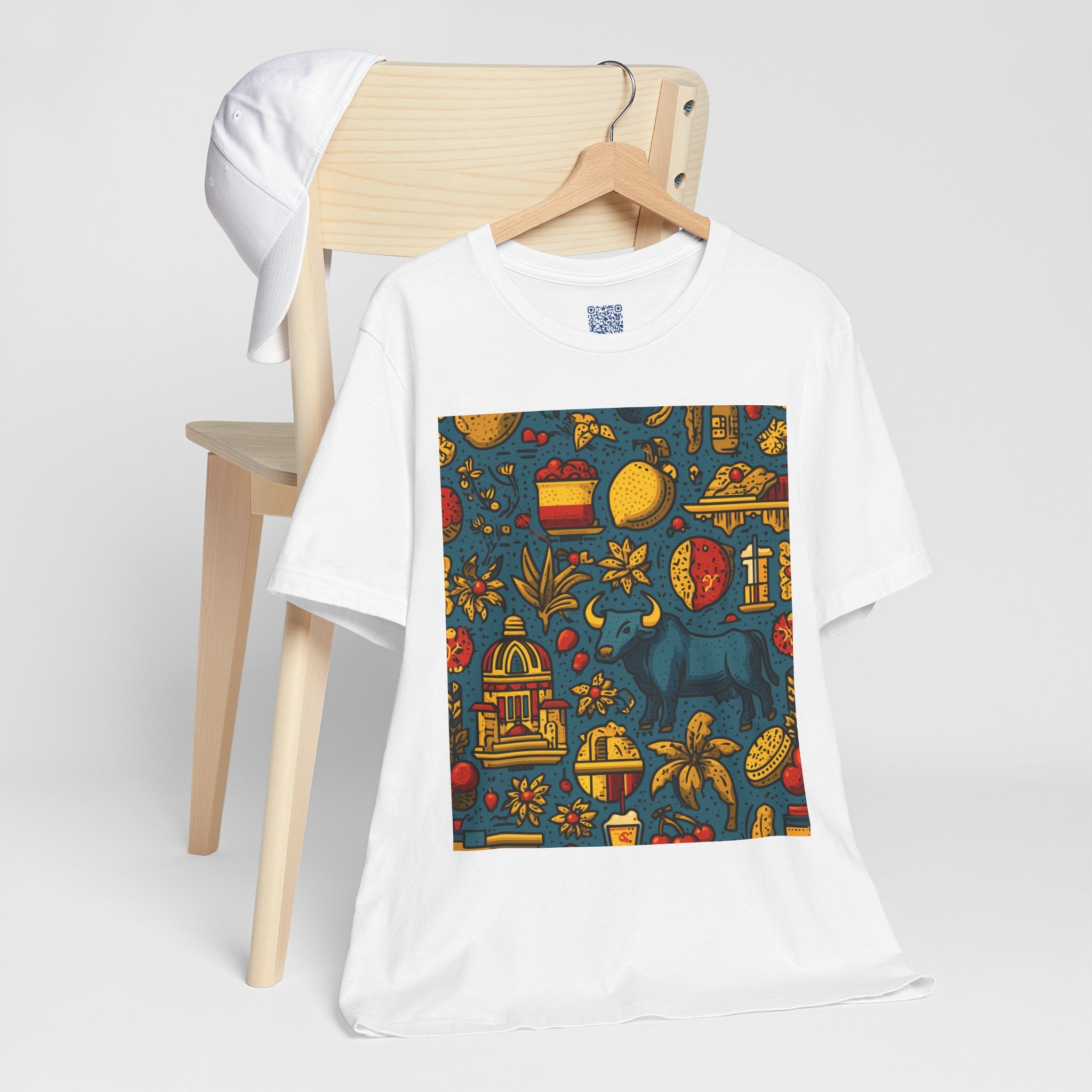 Vibrant Spanish Print Tee, Casual T-Shirt, Comfortable Unisex Shirt, Gift for Nature Lovers, Summer Style, Outdoor Wear, Trendy Apparel