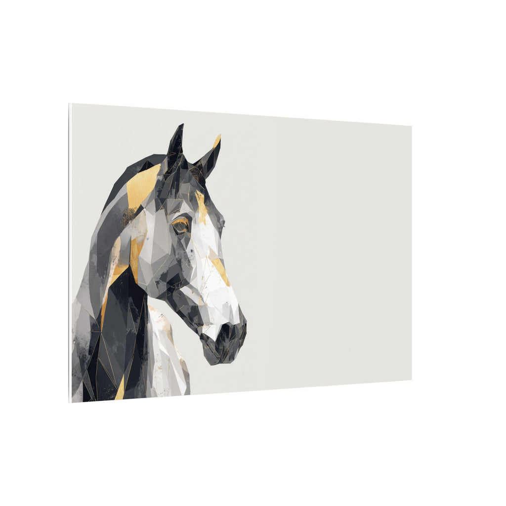 Geometric Equine Elegance: Polygonal Horse Portrait, Modern Digital Art, Metallic Cubist Interpretation   |  Personalized & Custom Orders