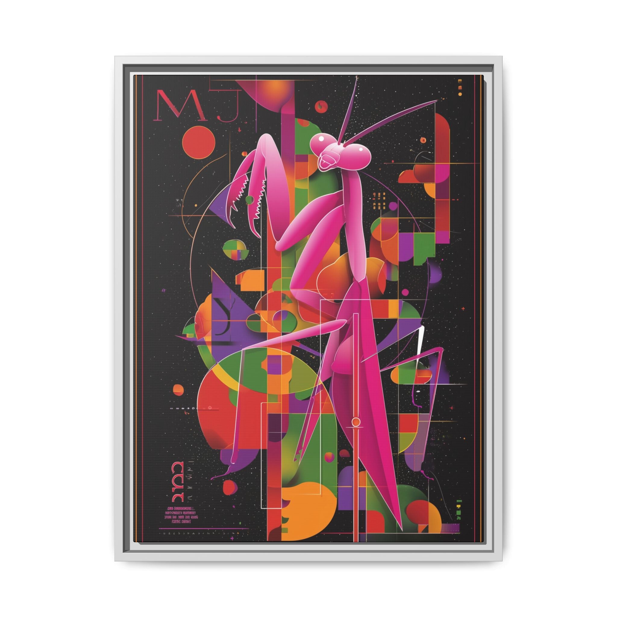 Geometric Mantis Framed Print : Starry Night Abstract, Graphic Design Poster   |  Personalized & Custom Orders Available