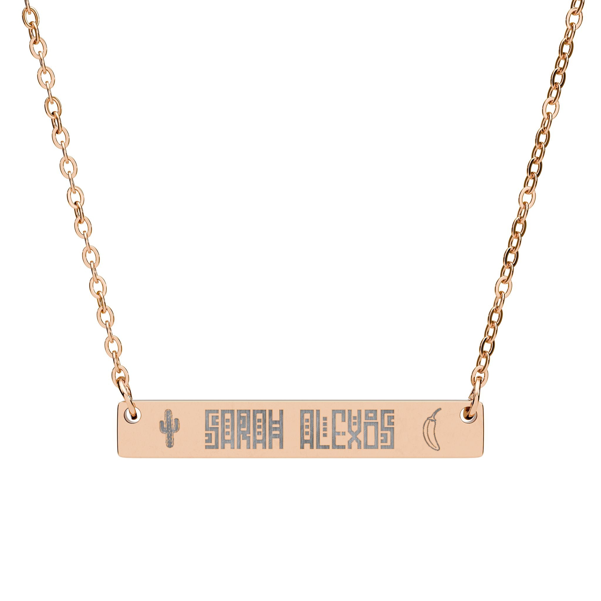 Personalized  Mexican Themed Horizontal Bar Necklace (Engraving)
