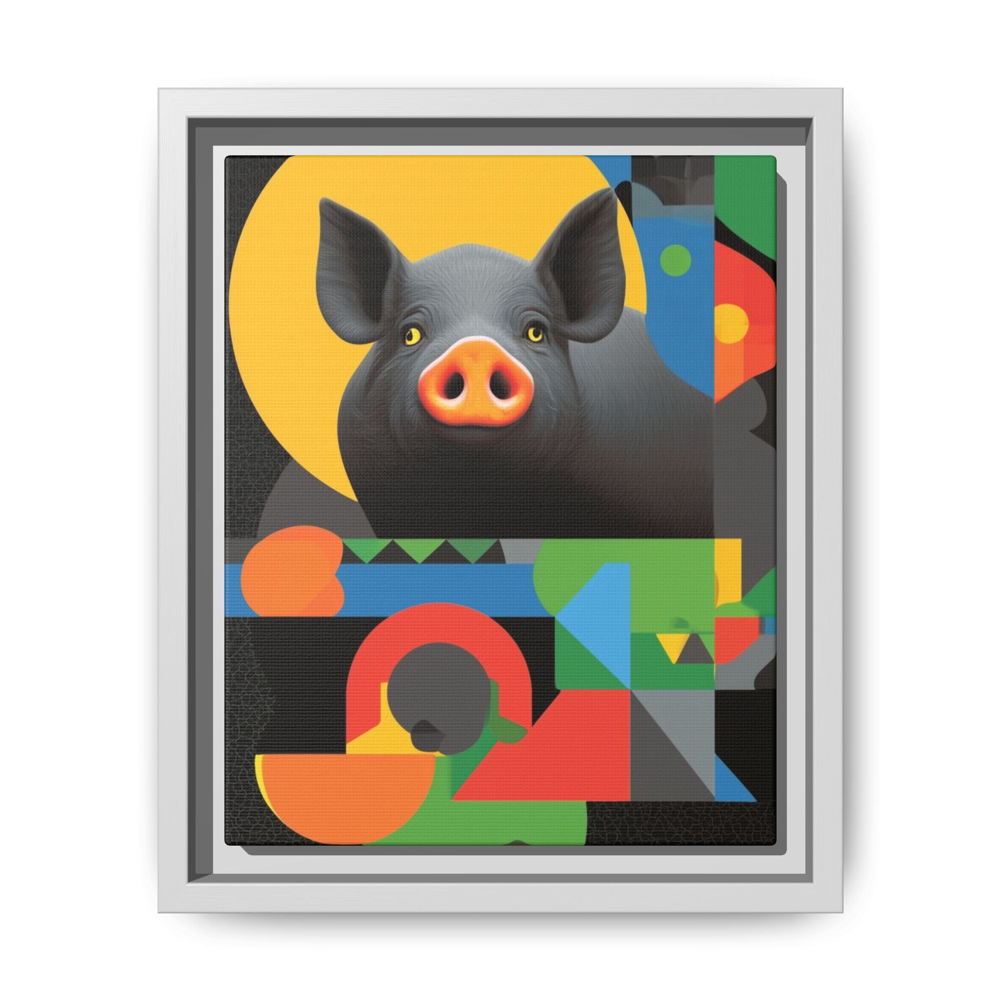Geometric Pig Poster: Abstract Graphic Design, Colorful Modernist Composition   |    Custom Orders Available