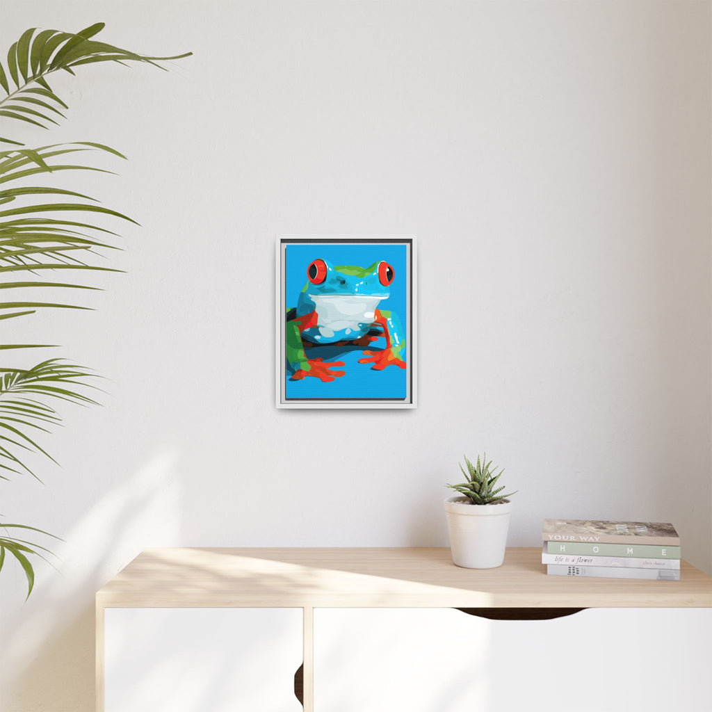 Red-Eyed Green Tree Frog Framed Print : Graphic Design, Pop Art Amphibian Portrait   |  Personalized & Custom Orders Available