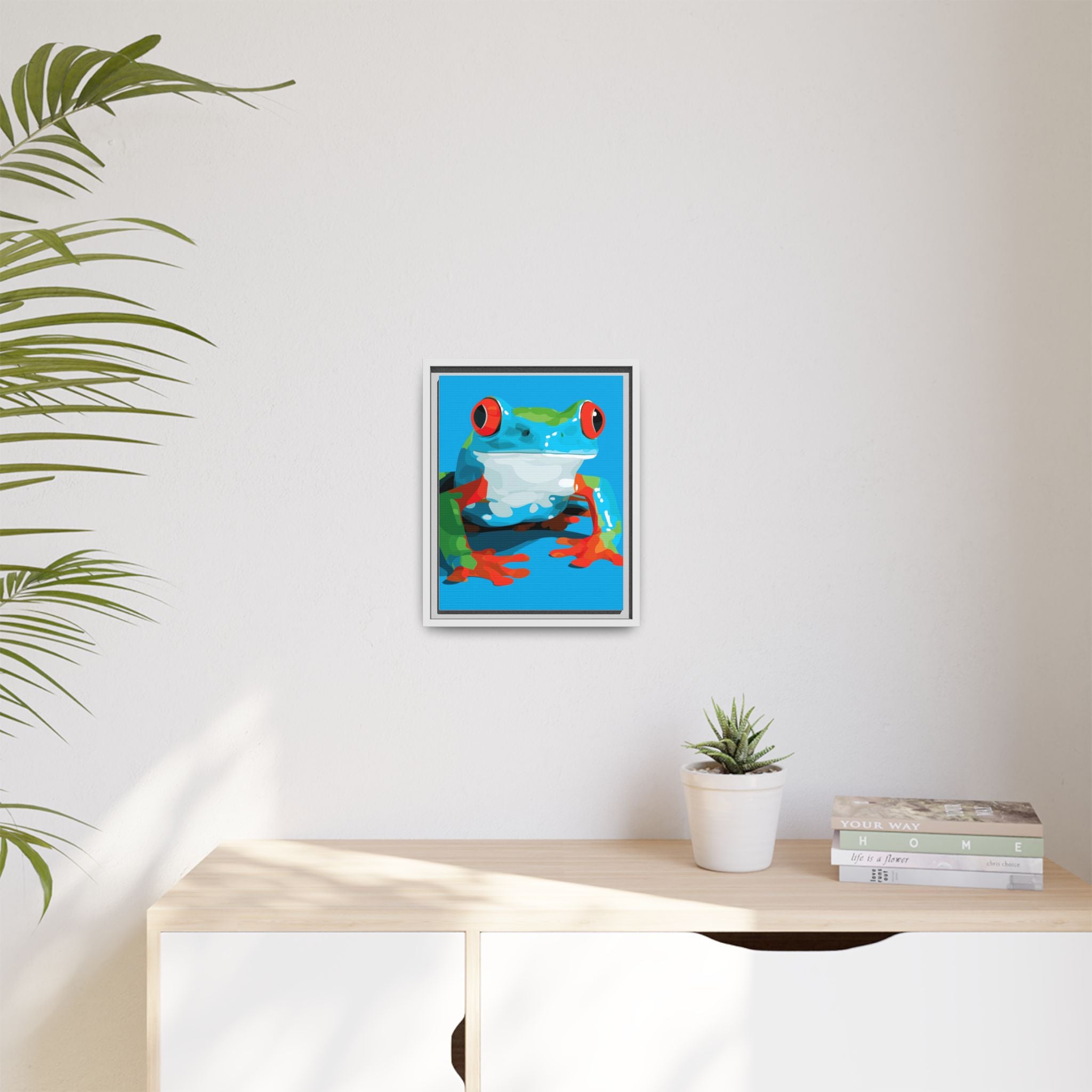 Red-Eyed Green Tree Frog Framed Print : Graphic Design, Pop Art Amphibian Portrait   |  Personalized & Custom Orders Available