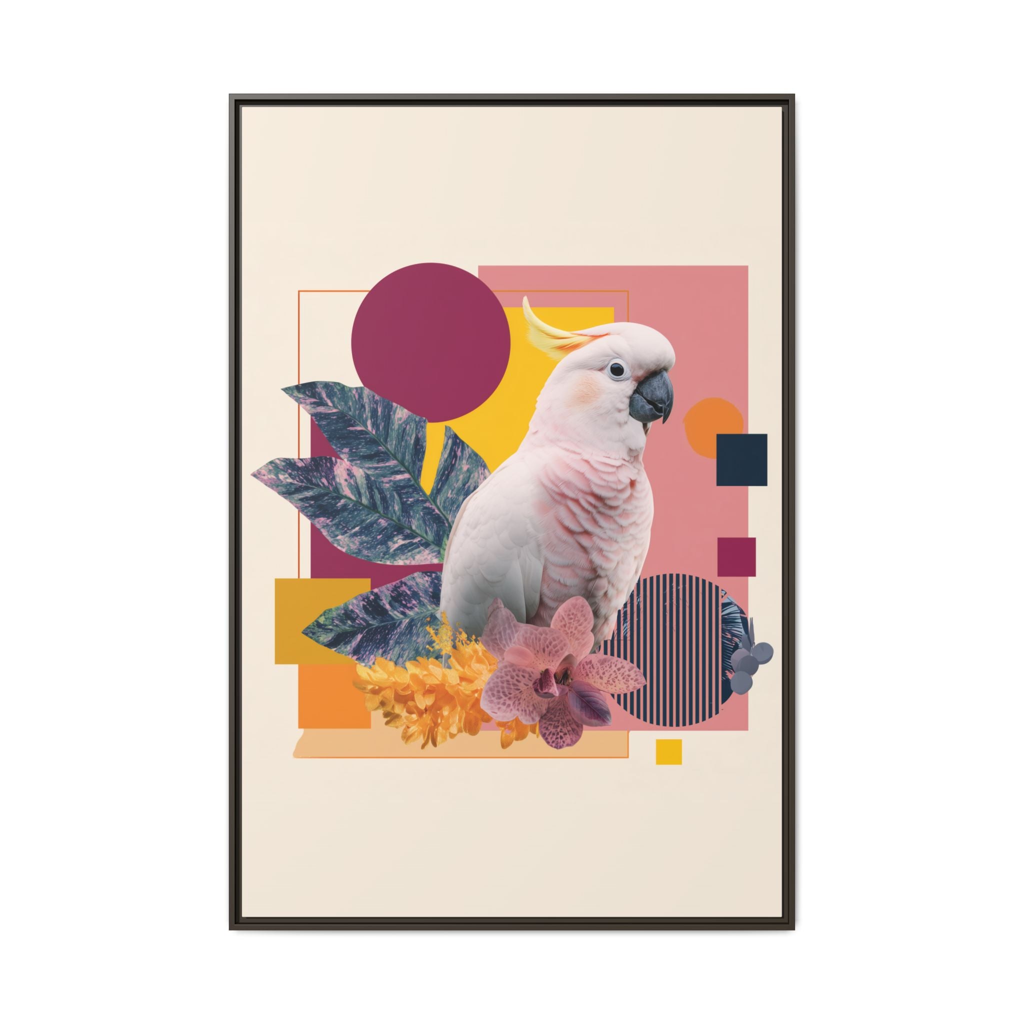 Cockatoo Geometric Framed Print : Tropical Digital Collage, Modern Abstract Design   |  Personalized & Custom Orders Available