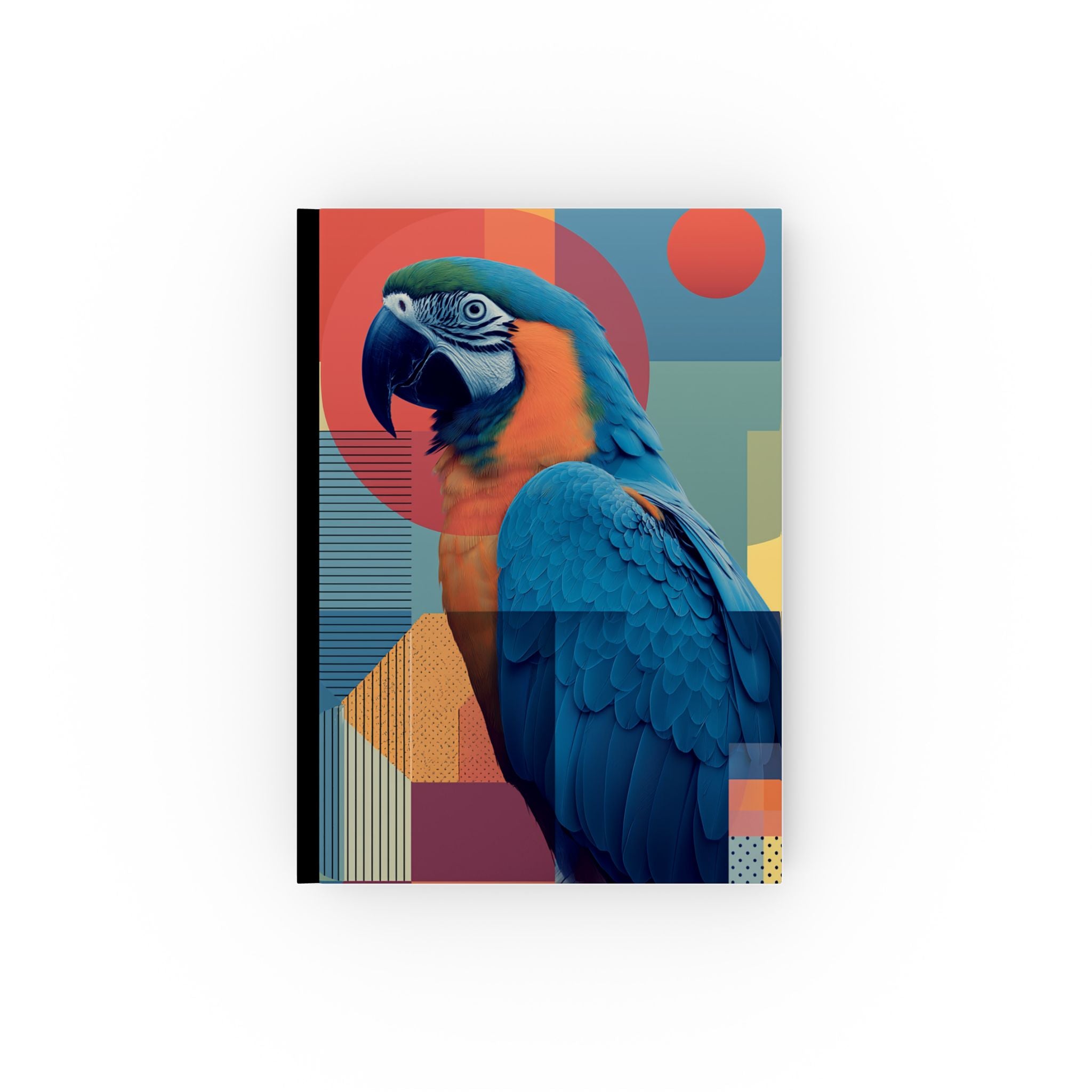 Vibrant Macaw Geometry: Modern Art Print, Modernist Bird Portrait Personalized Journal   |