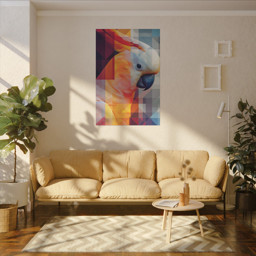 Prismatic Parrot: Geometric Digital Portrait, Fractured Mosaic Avian Art   |    Custom Orders Available