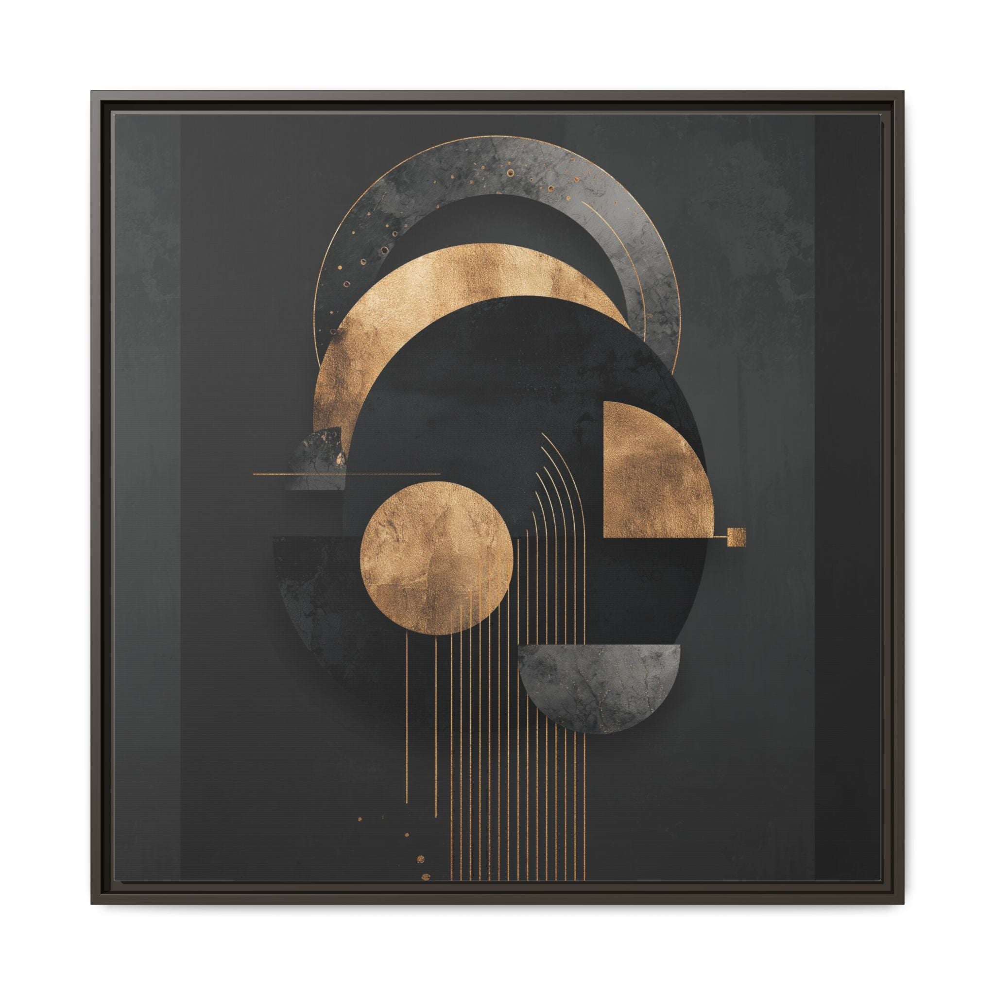 Geometric Resonance: Abstract Gold and Black Design, Minimalist Architectural Art, Modern Metallic Composition   |   Custom Orders Accepted