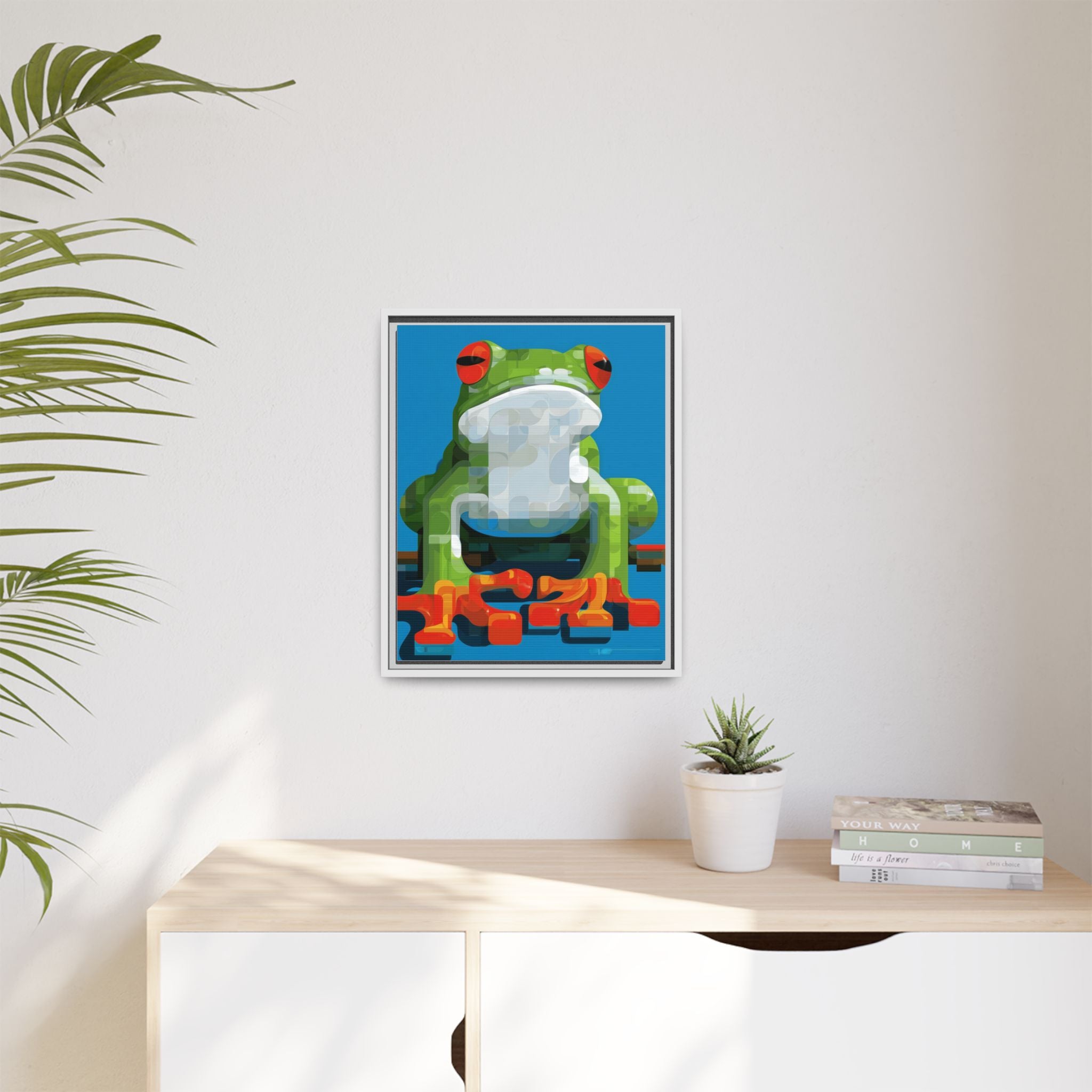 Mosaic Amphibian: Geometric Frog Portrait, Digital Pixel Art Illustration   |    Custom Orders Available