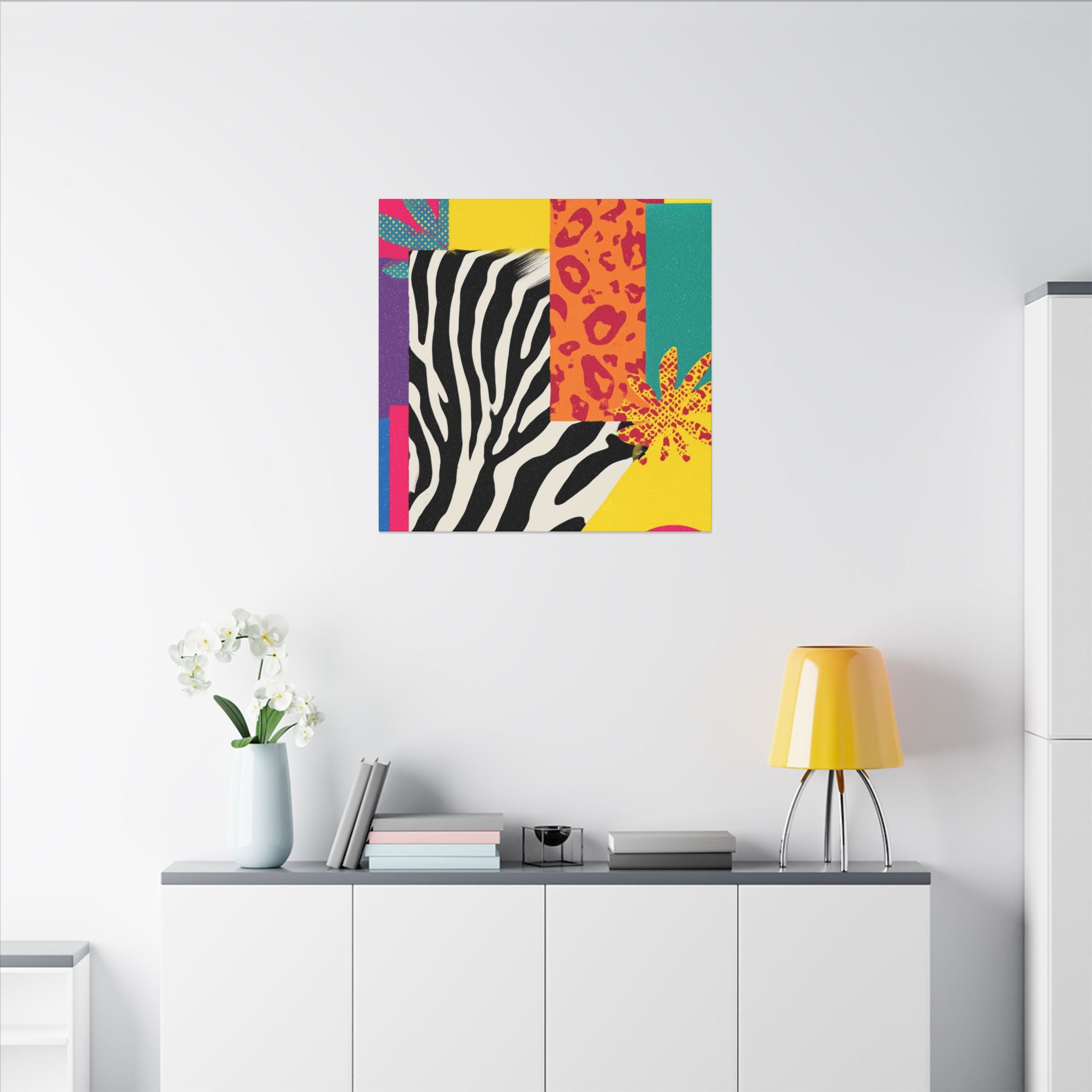 Copy of Pop Geometry: Zebra Leopard Fusion, Geometric Color Block, Modern Abstract Design   |   Custom Orders Accepted