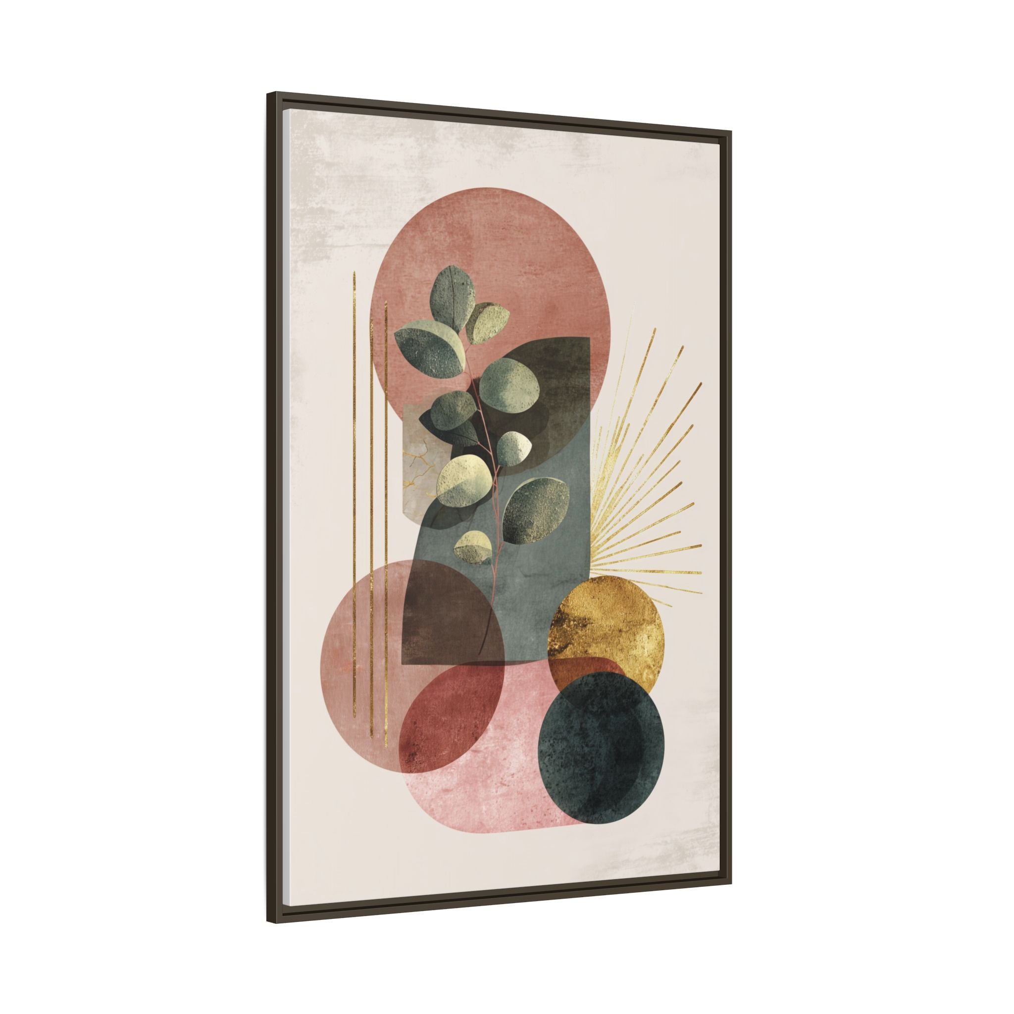 Botanical Geometric Symphony: Eucalyptus Harmony, Metallic Intersections, Modern Earth Tones   |   Custom Orders Accepted