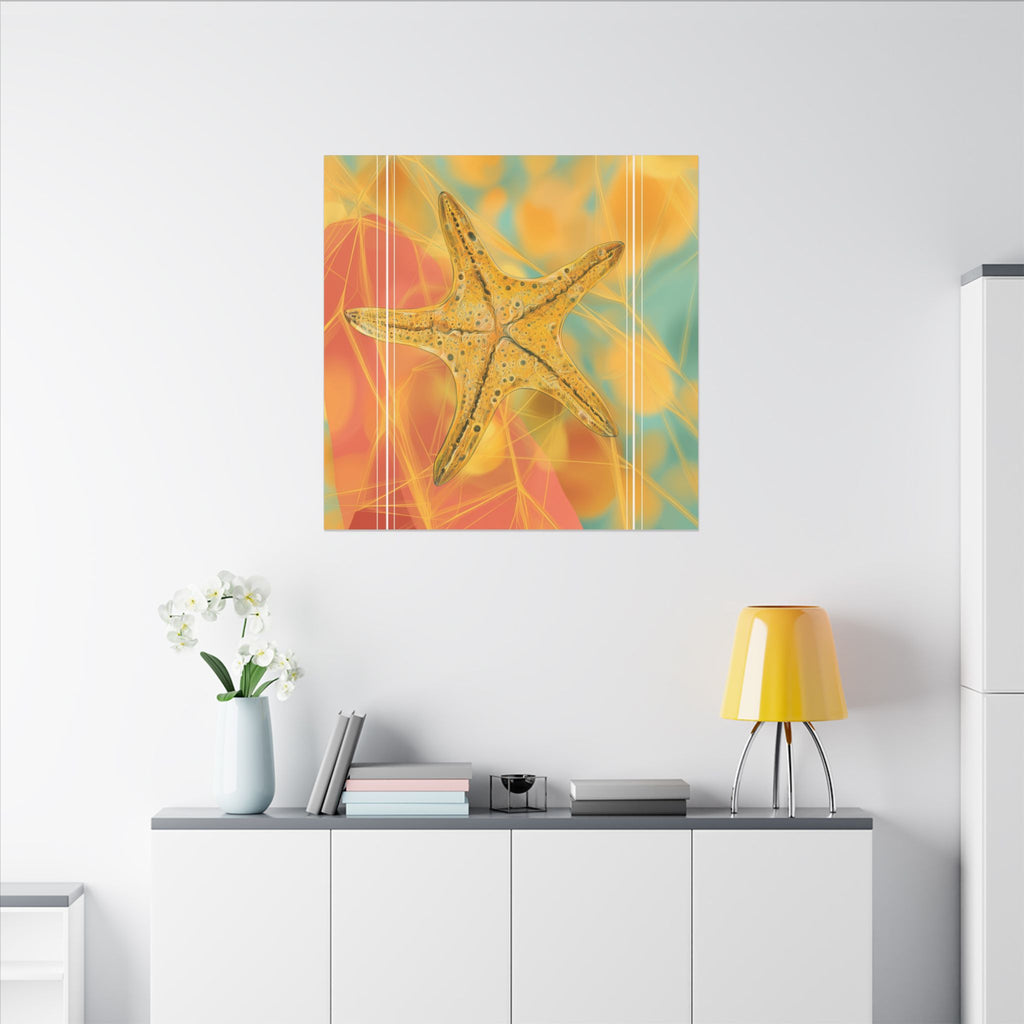 Golden Marine Geometry: Starfish Textures in Digital Art, Oceanic Abstract Composition   |    Custom Orders Available