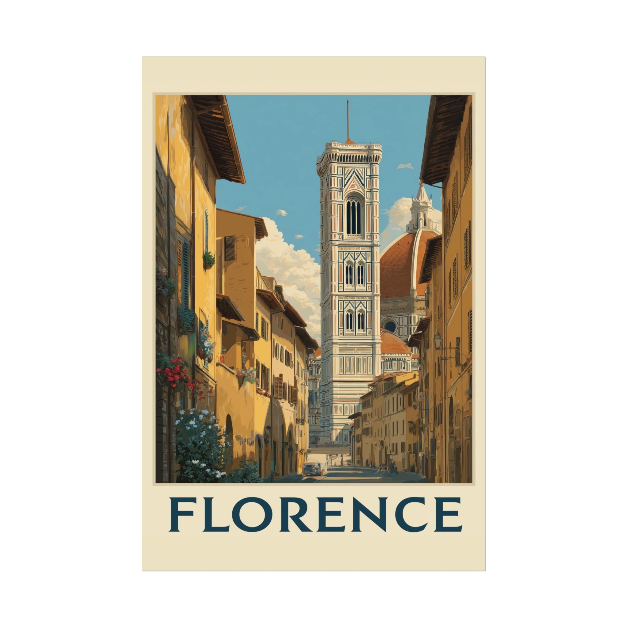 Florentine Reverie: Vintage Travel Poster of Italy, Renaissance Cityscape   |    Custom Orders Available