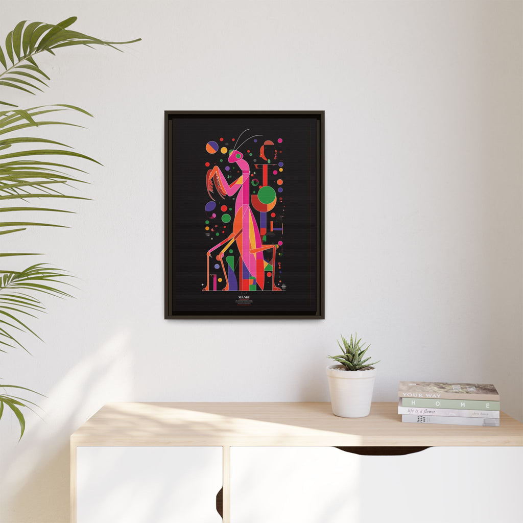 Mantis Geometrica Framed Print : Cubist Insect Design, Vibrant Graphic Poster Art   |   Custom Orders Available