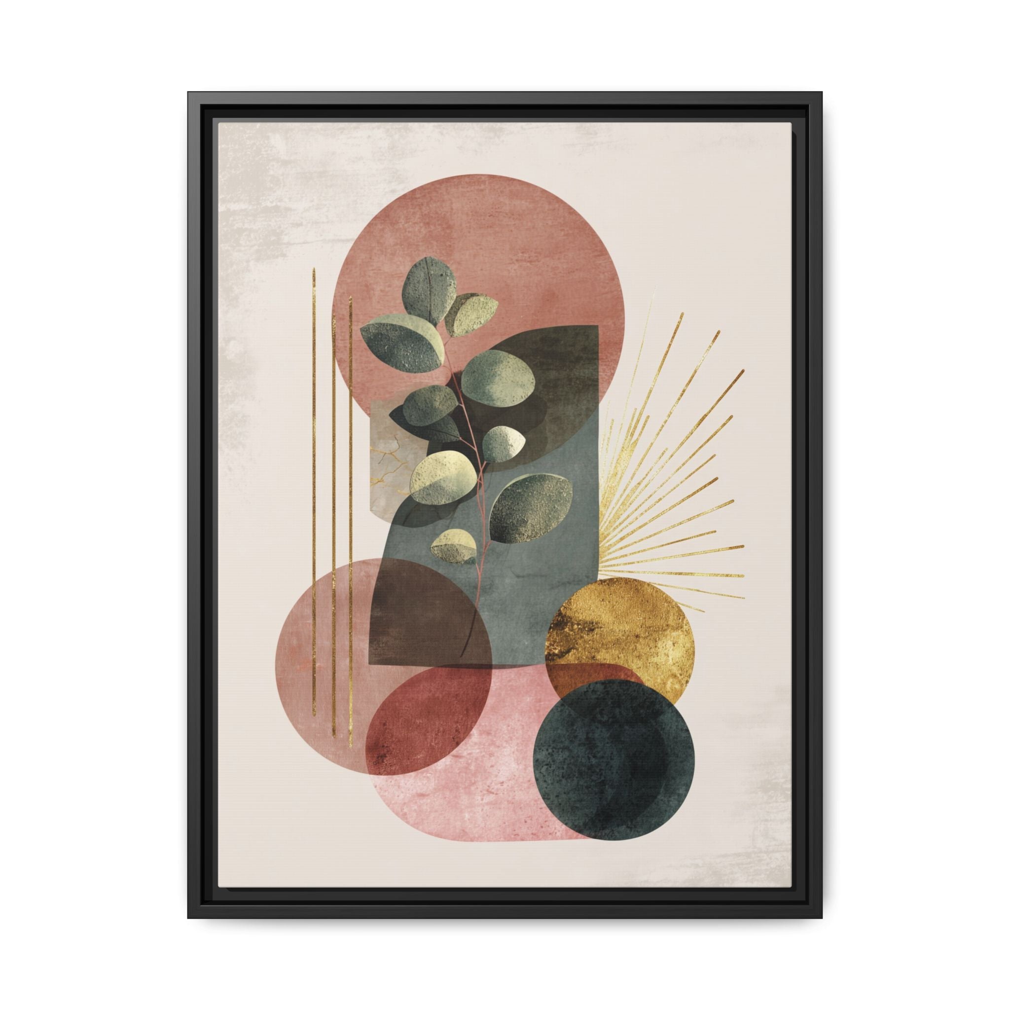 Botanical Geometric Symphony: Eucalyptus Harmony, Metallic Intersections, Modern Earth Tones   |   Custom Orders Accepted