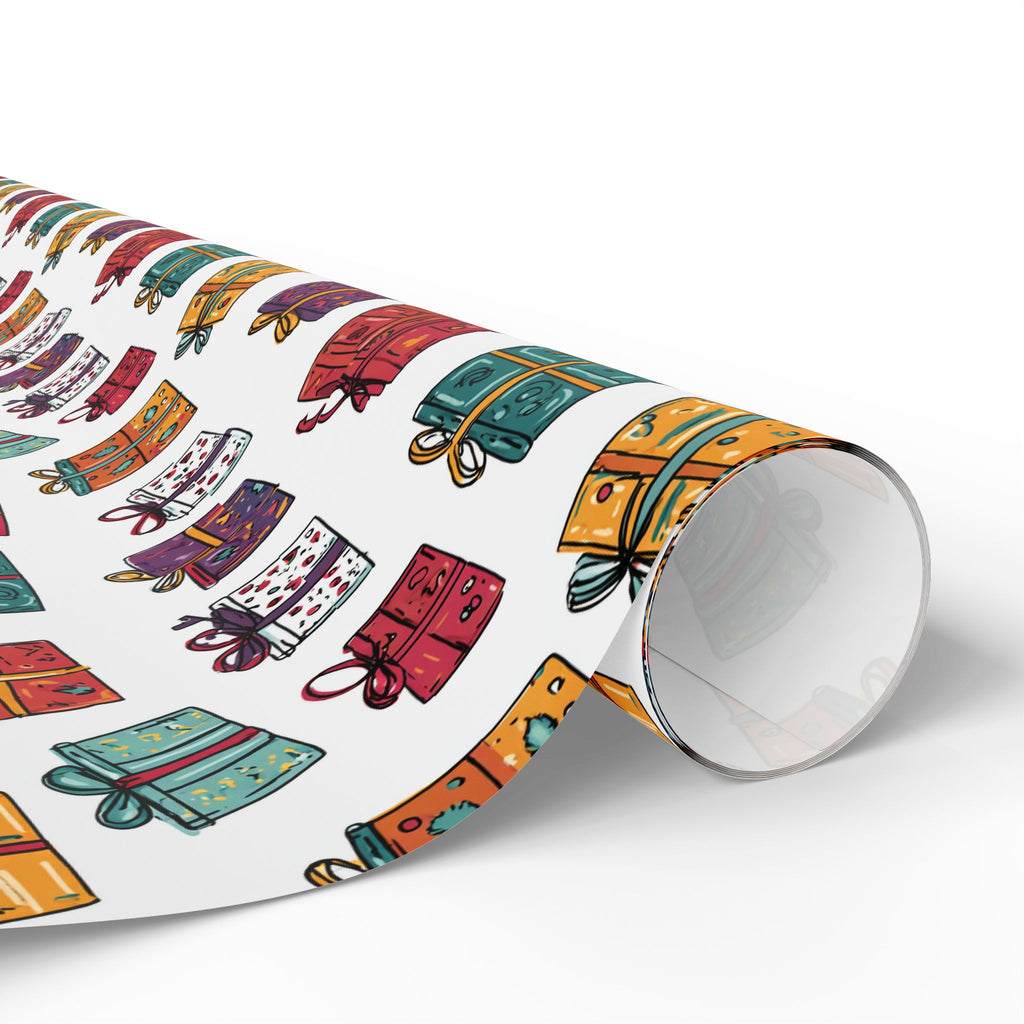 Gift Wrap Paper Roll — Colorful Hand-Drawn Presents Pattern