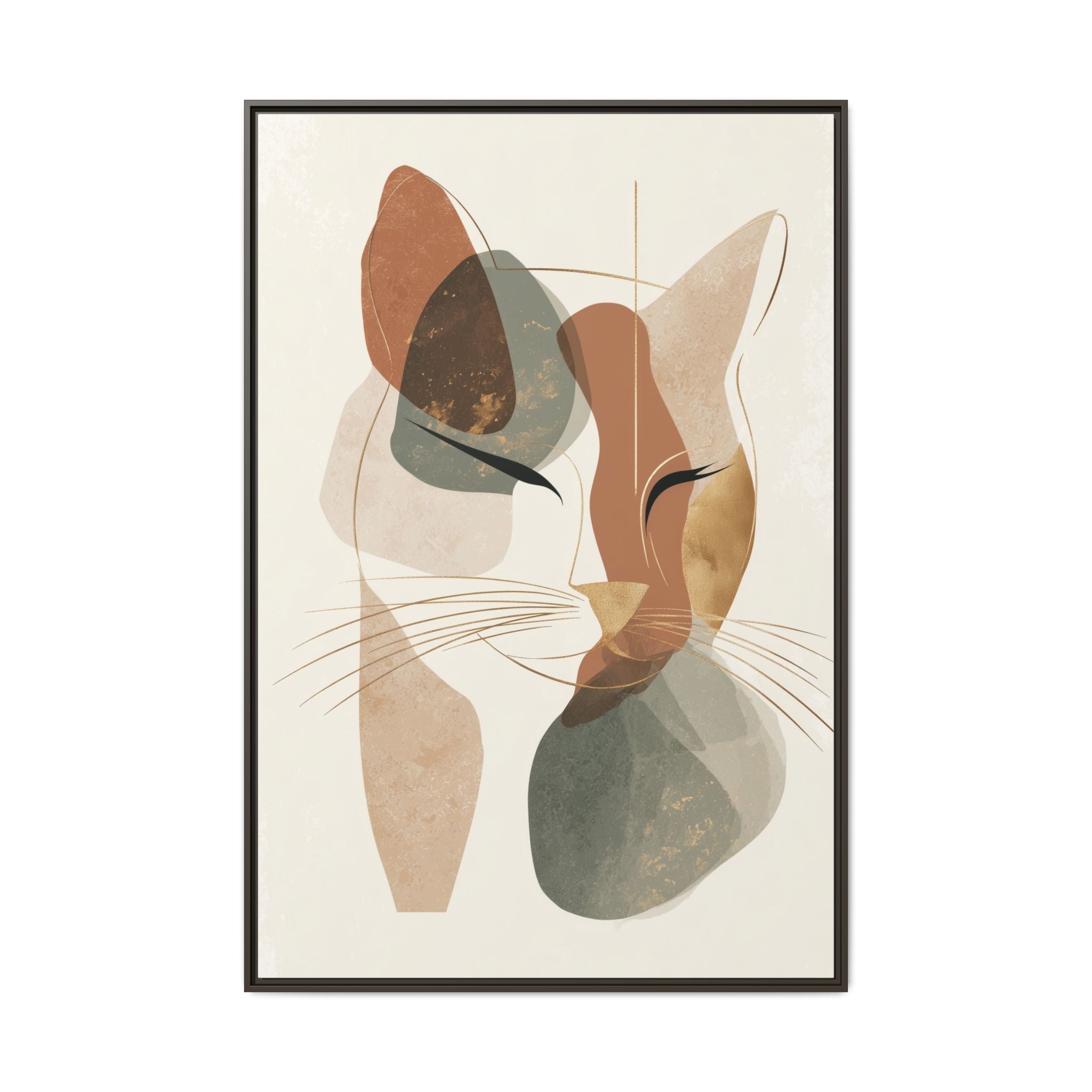 Feline Geometry: Abstract Cat Portrait, Minimalist Earth Tones   |  Personalized & Custom Orders Available