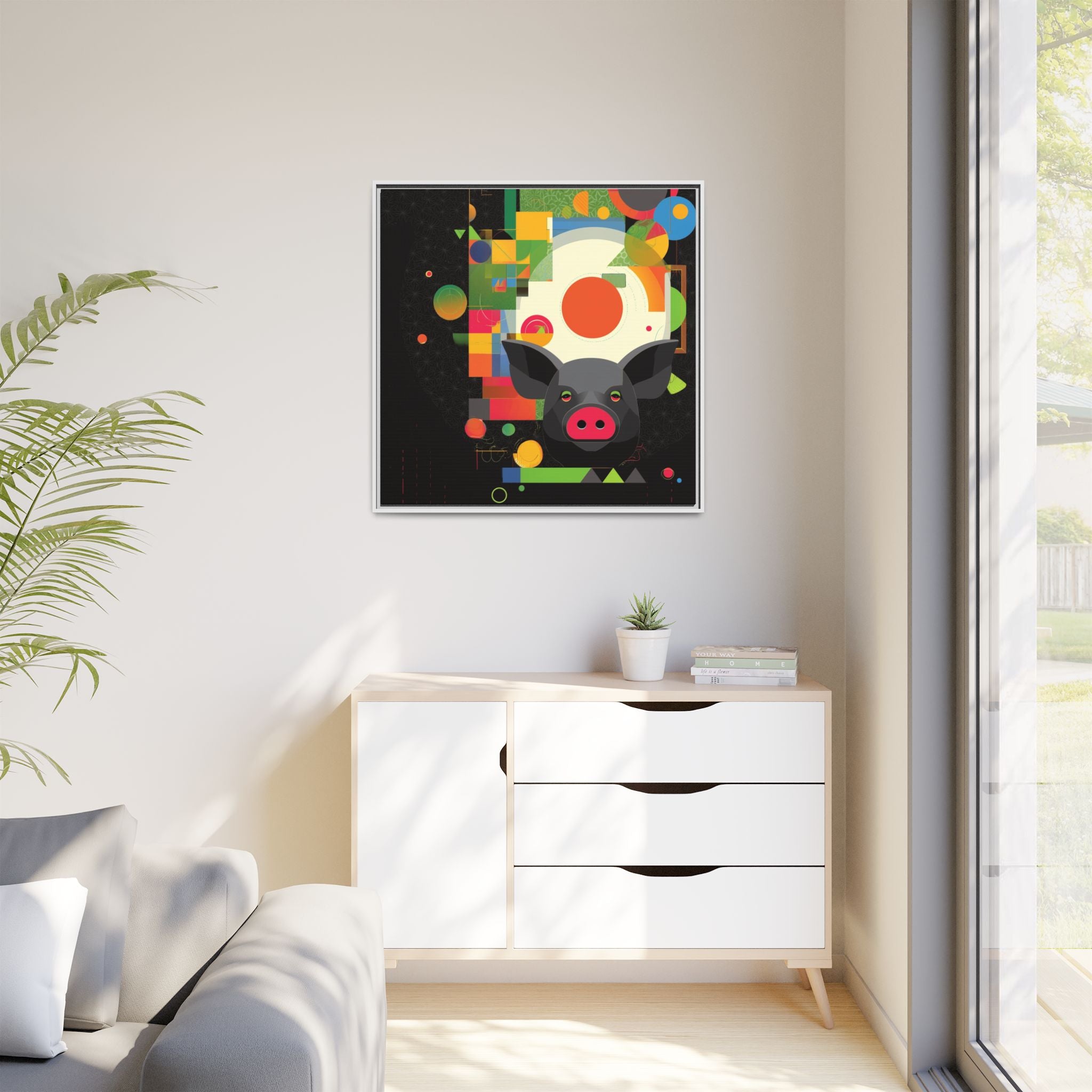 Prismatic Pig: Geometric Abstract Design, Digital Graphic Art Illustration   |    Custom Orders Available