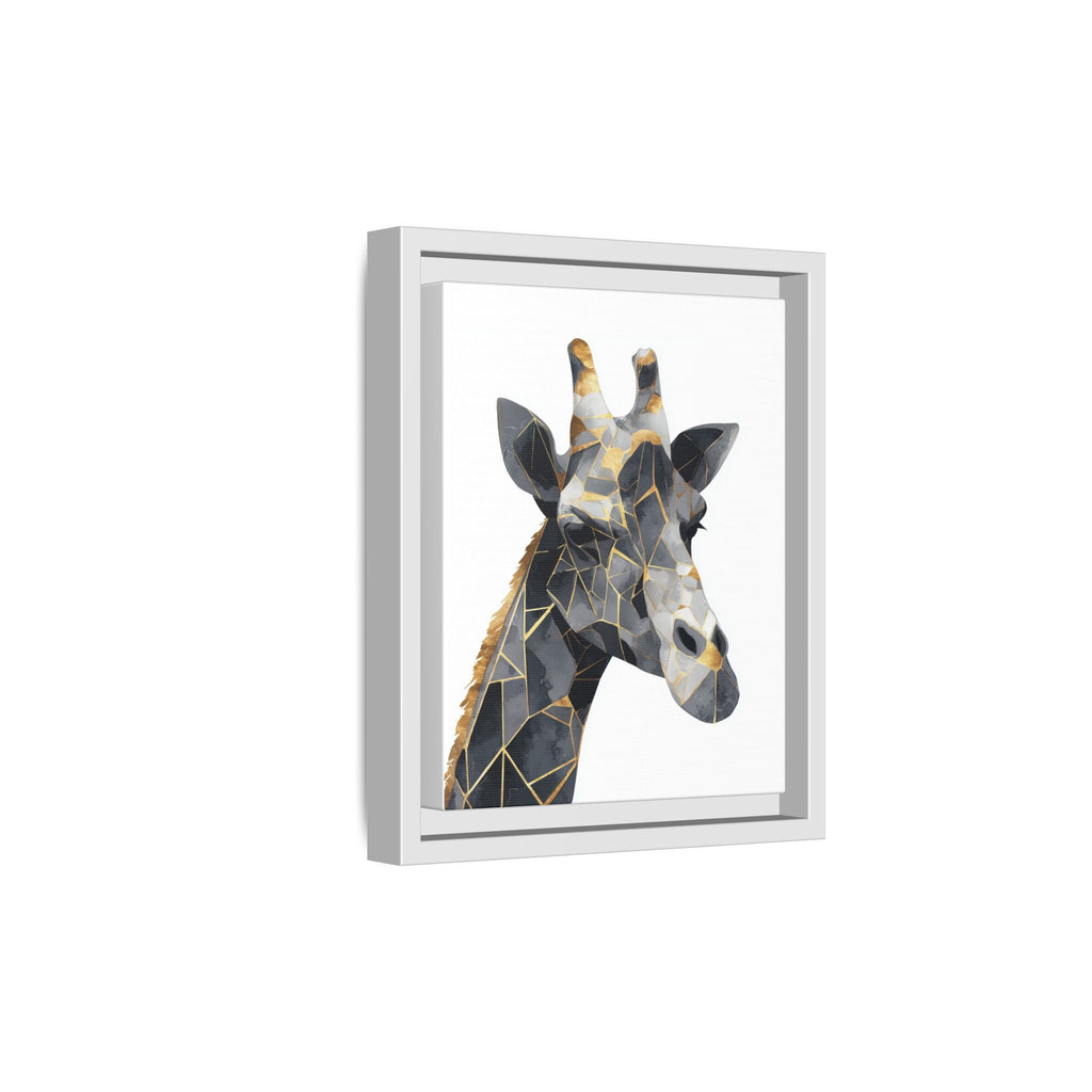 Geometric Giraffe Mosaic Framed Print : Contemporary Cubist Animal Portrait, Metallic Gold Angular Design   |   Custom Orders Available