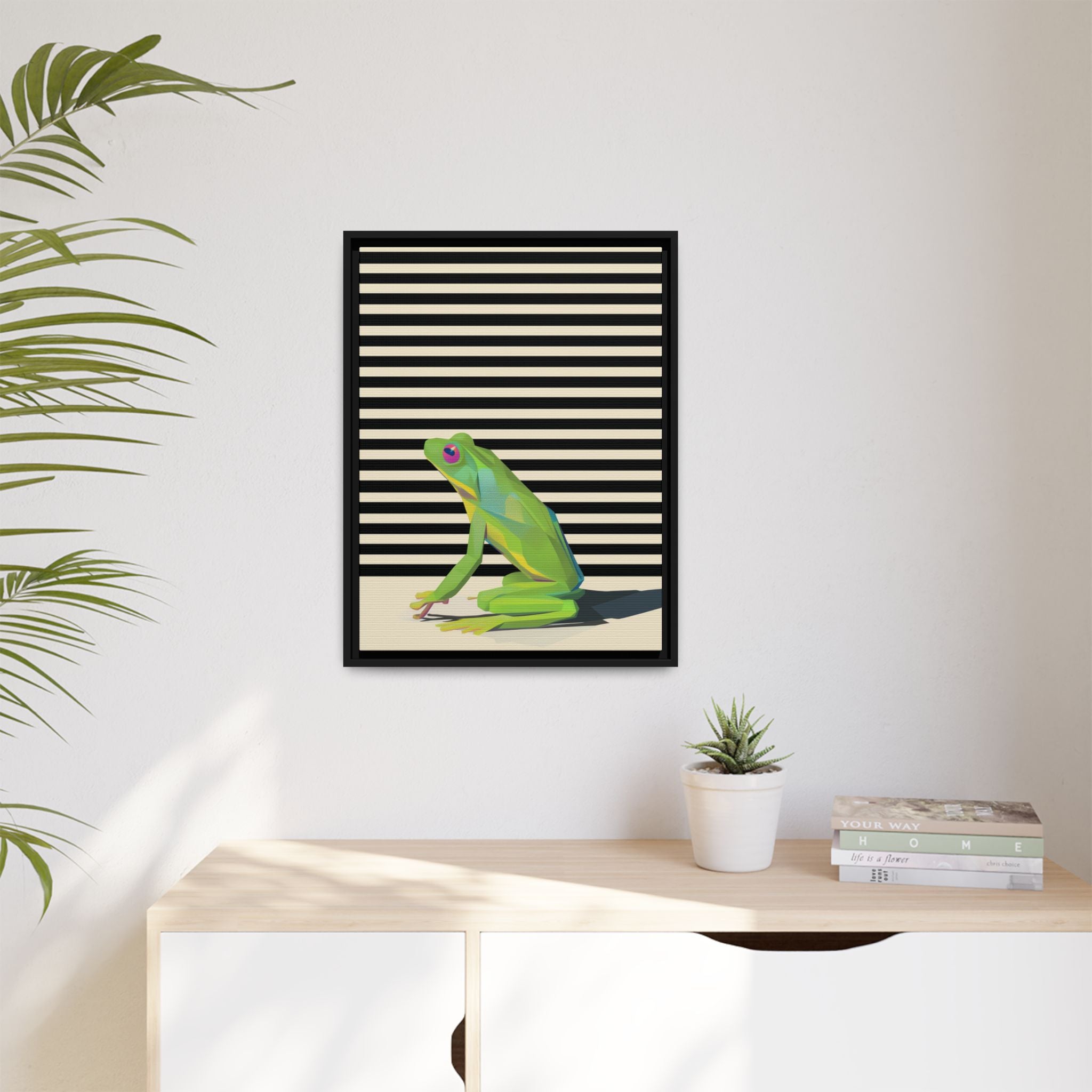 Stylized Frog Portrait Framed Print , Minimalist Pop Art Design   |  Personalized & Custom Orders Available