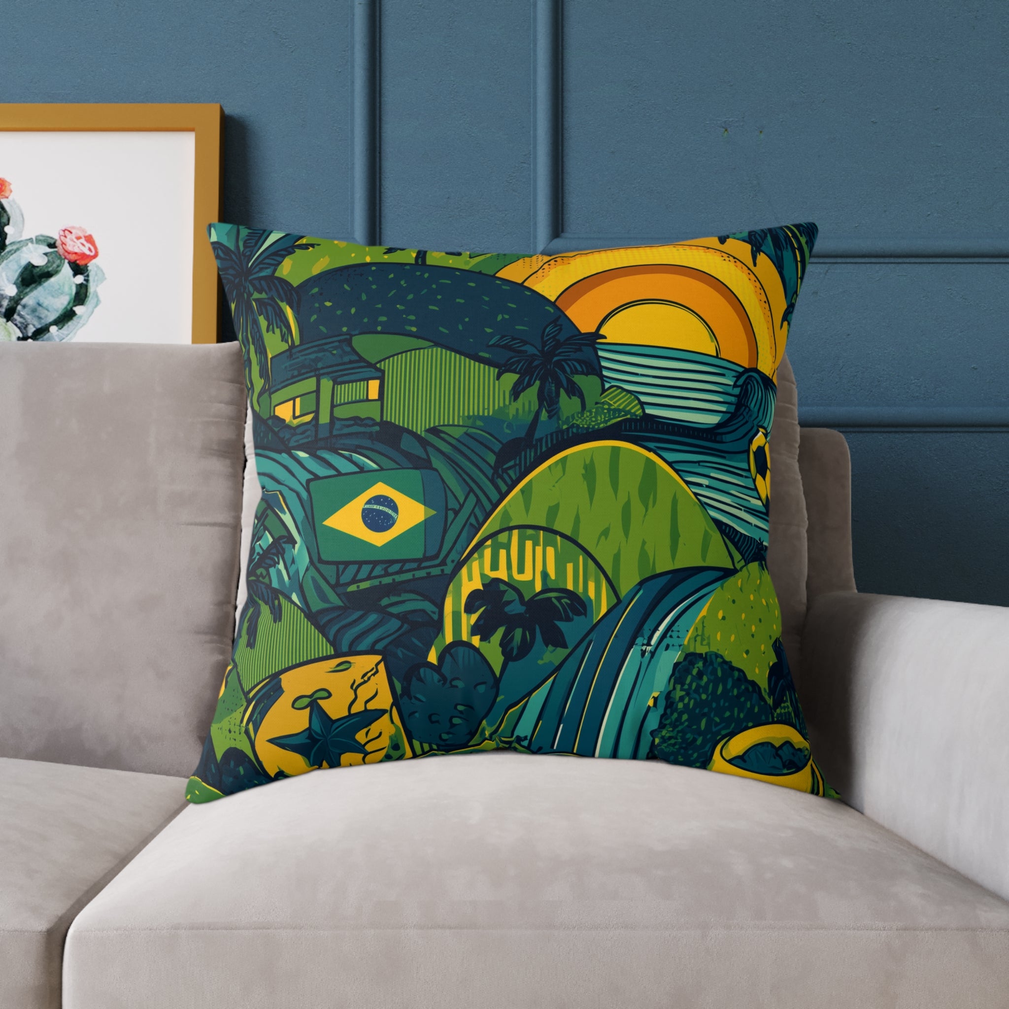 Vibrant Brazil-Themed Square Poly Canvas Pillow, Boho Decorative Cushion, Living Room Accent, Gift for Nature Lovers, Eco-Friendly [...]