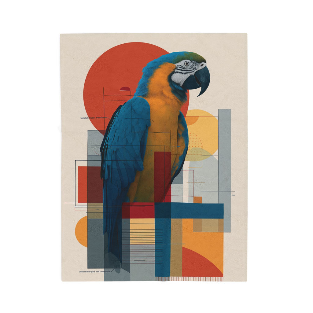 Geometric Macaw Quilt Cover, Doona Cover, Duvet : Modernist Avian Portrait, Constructivist Design   |    Custom Orders Available
