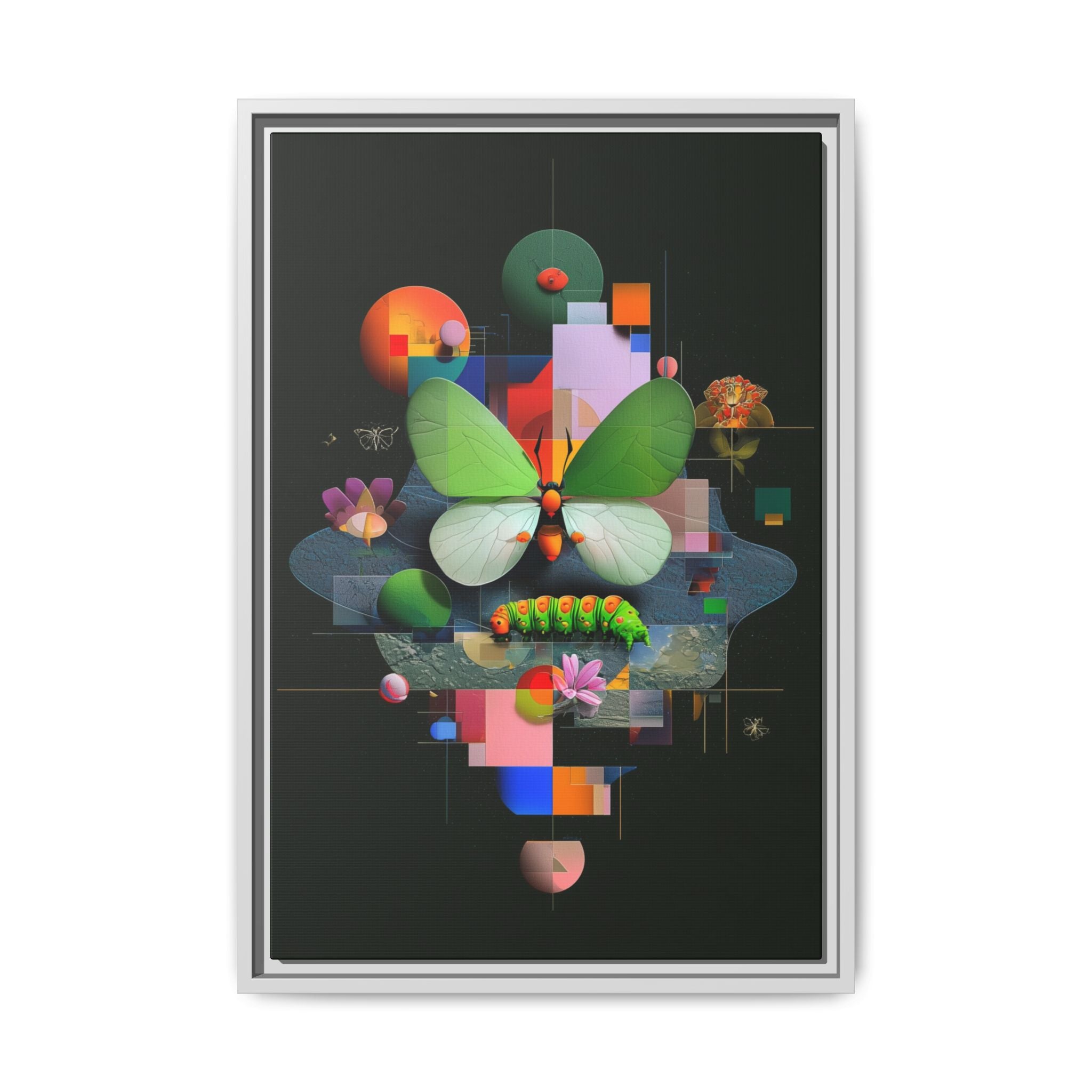 Metamorphosis Geometry Framed Print : Digital Nature Synthesis, Butterfly Abstraction   |  Personalized & Custom Orders Available