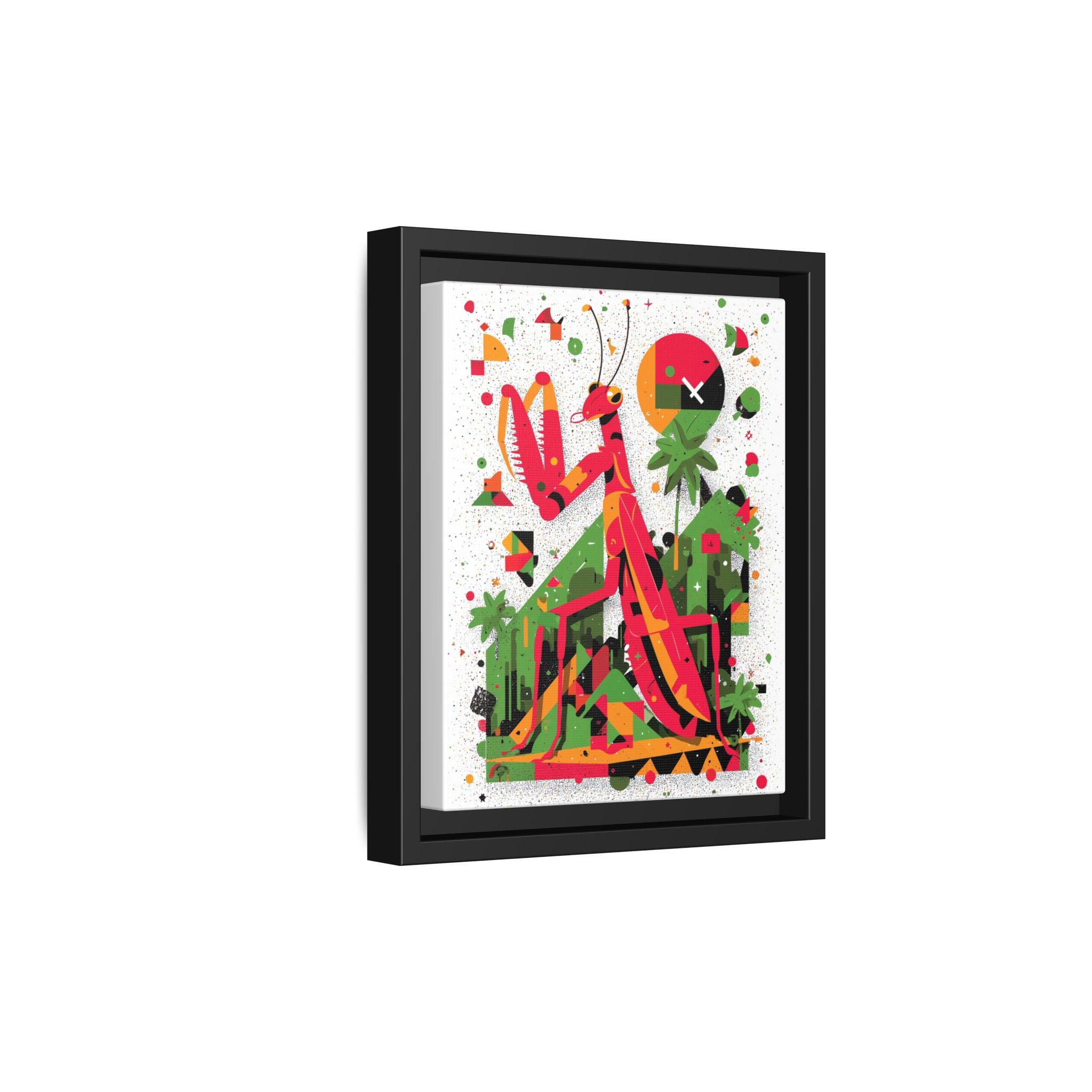 Praying Mantis Framed Print Geometric : Abstract Modernist Insect Art, Graphic Design Composition   |   Custom Orders Available
