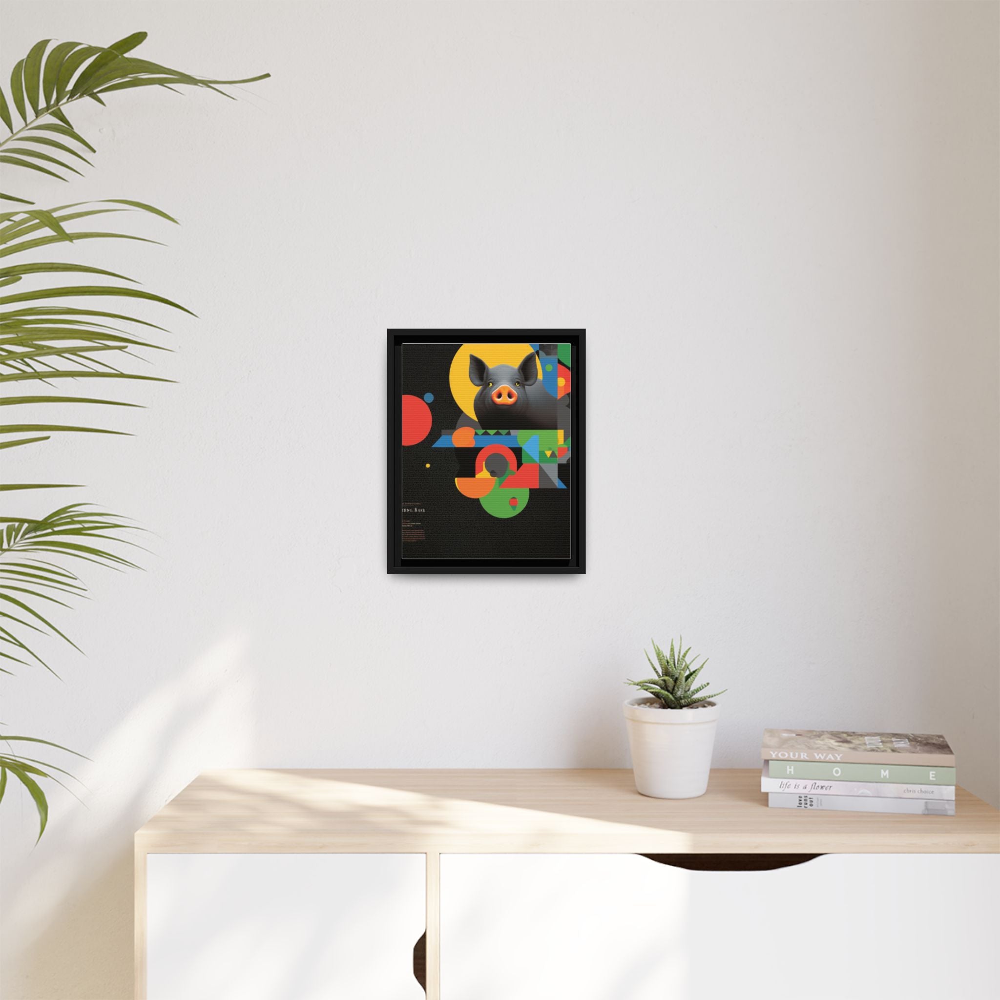 Geometric Pig Poster: Abstract Graphic Design, Colorful Modernist Composition   |    Custom Orders Available