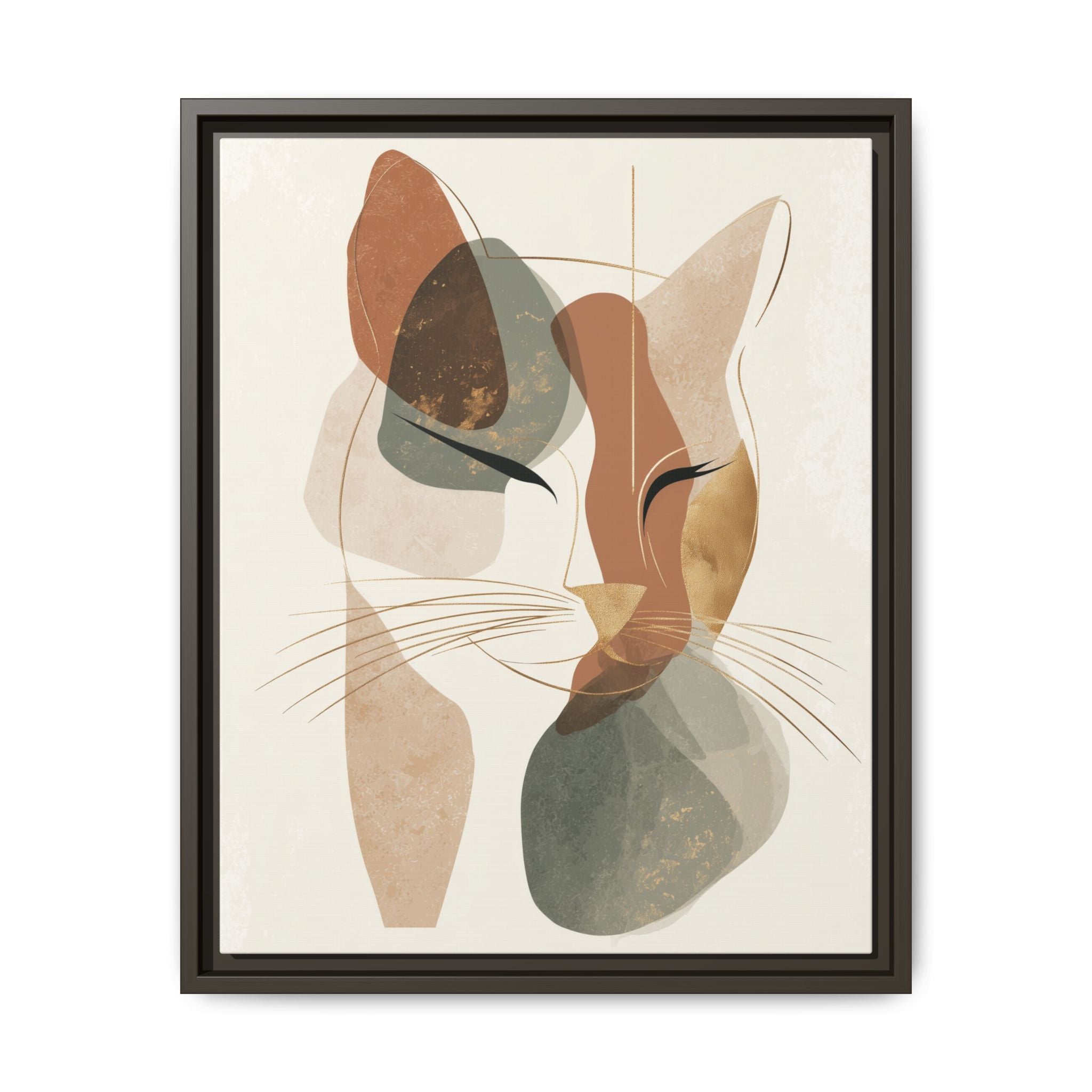 Feline Geometry: Abstract Cat Portrait, Minimalist Earth Tones   |  Personalized & Custom Orders Available