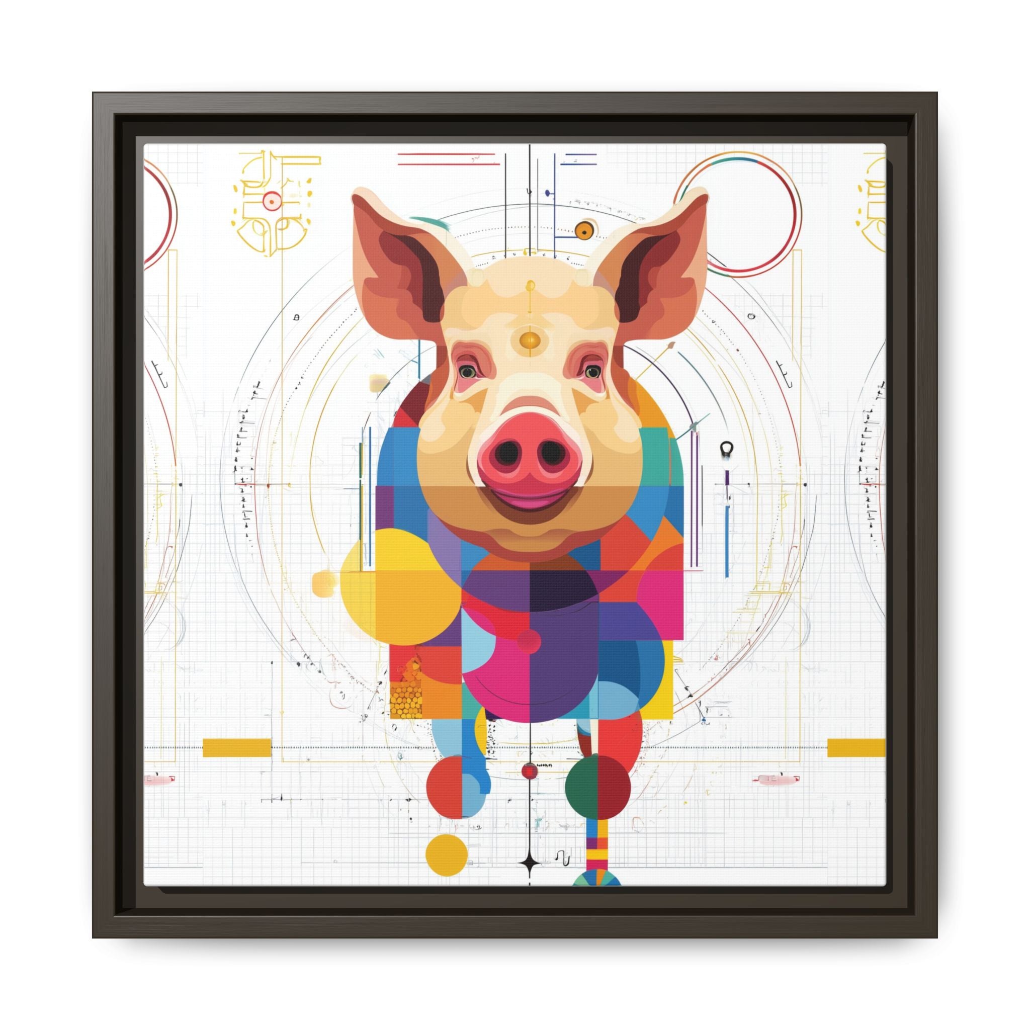 Geometric Pig: Digital Cubist Portrait, Mathematical Animal Abstraction   |    Custom Orders Available