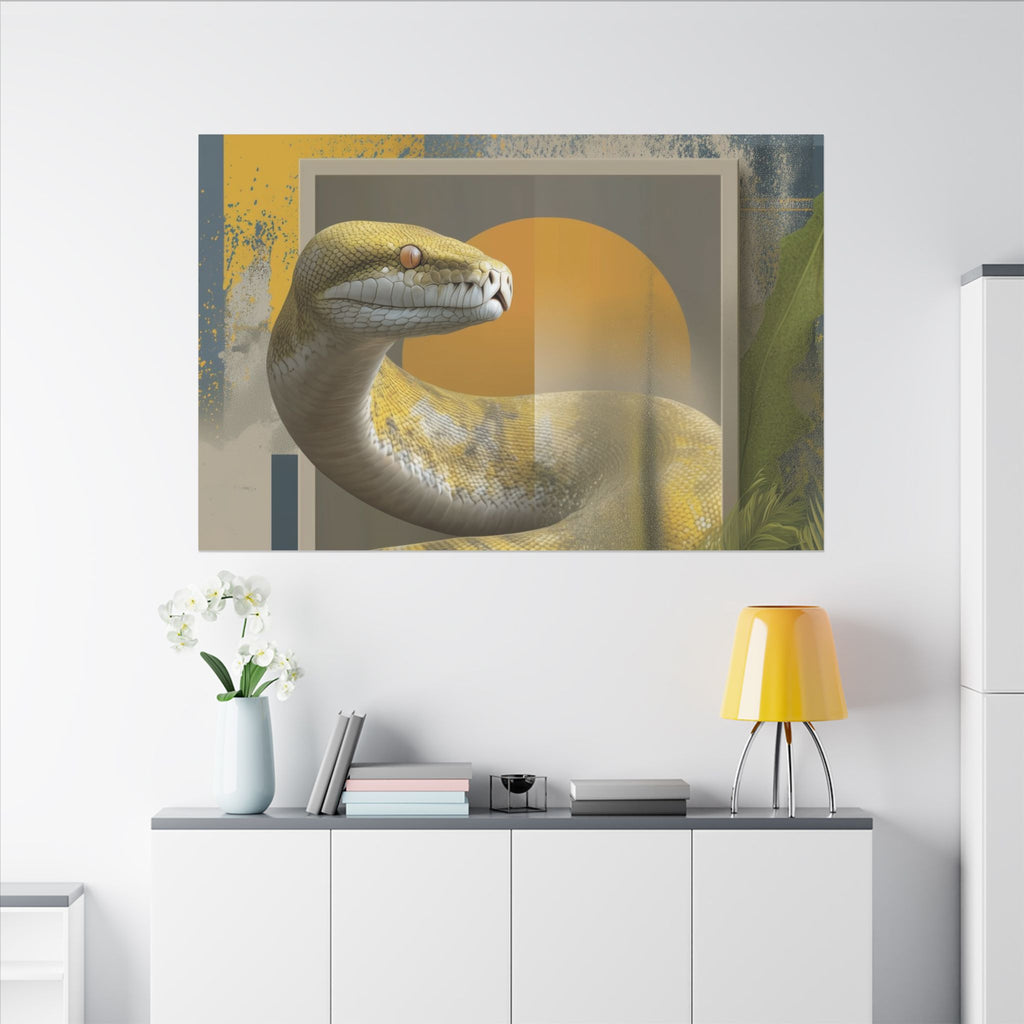 Serpent's Geometric Symphony: Tropical Python Illustration, Modern Graphic Design   |    Custom Orders Available