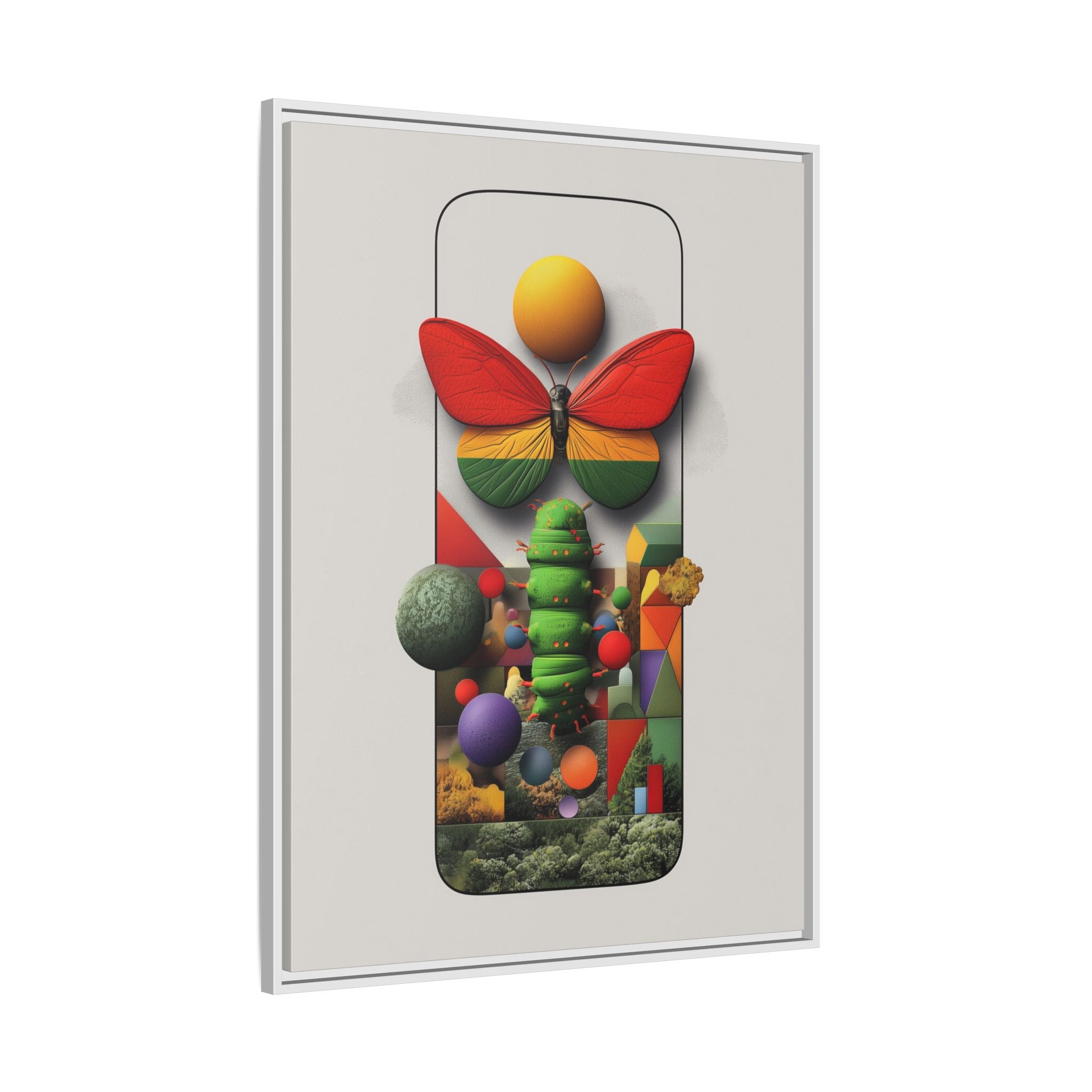 Metamorphosis Framed Print : Geometric Nature Transformation, Vibrant Butterfly Composition   |  Personalized & Custom Orders Available