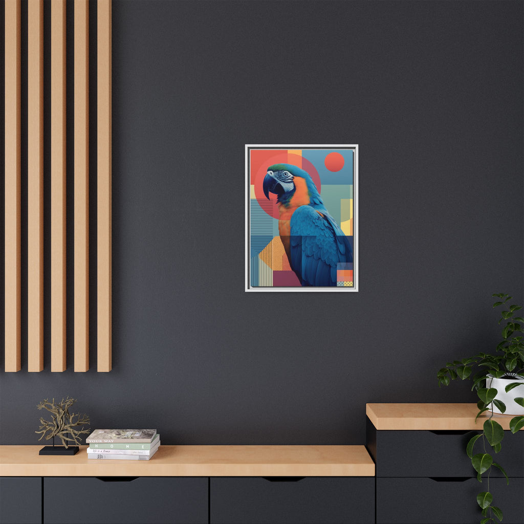 Macaw Geometric Framed Print : Mid-Century Modern Bird Art, Tropical Parrot Print   |  Personalized & Custom Orders Available