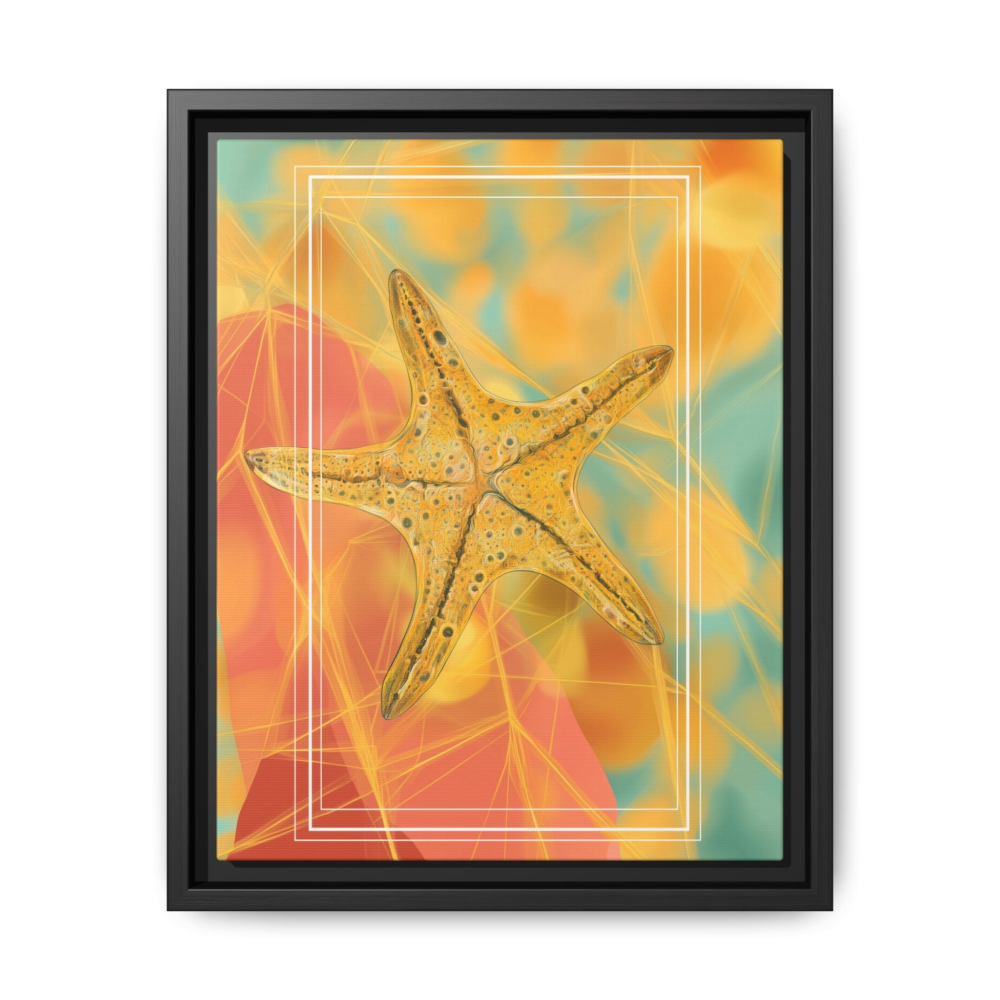 Celestial Starfish: Marine Geometry in Golden Hues, Tropical Oceanic Texture   |    Custom Orders Available