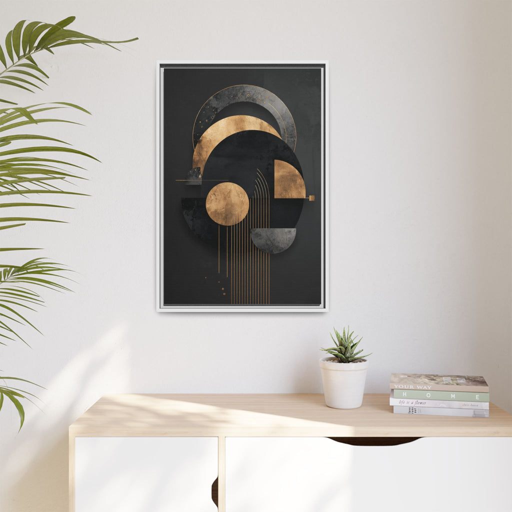 Geometric Resonance: Abstract Gold and Black Design, Minimalist Architectural Art, Modern Metallic Composition   |   Custom Orders Accepted