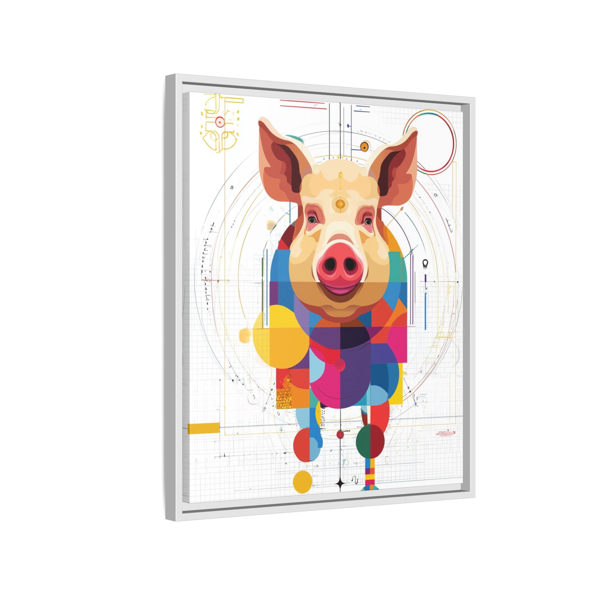 Geometric Pig: Digital Cubist Portrait, Mathematical Animal Abstraction   |    Custom Orders Available