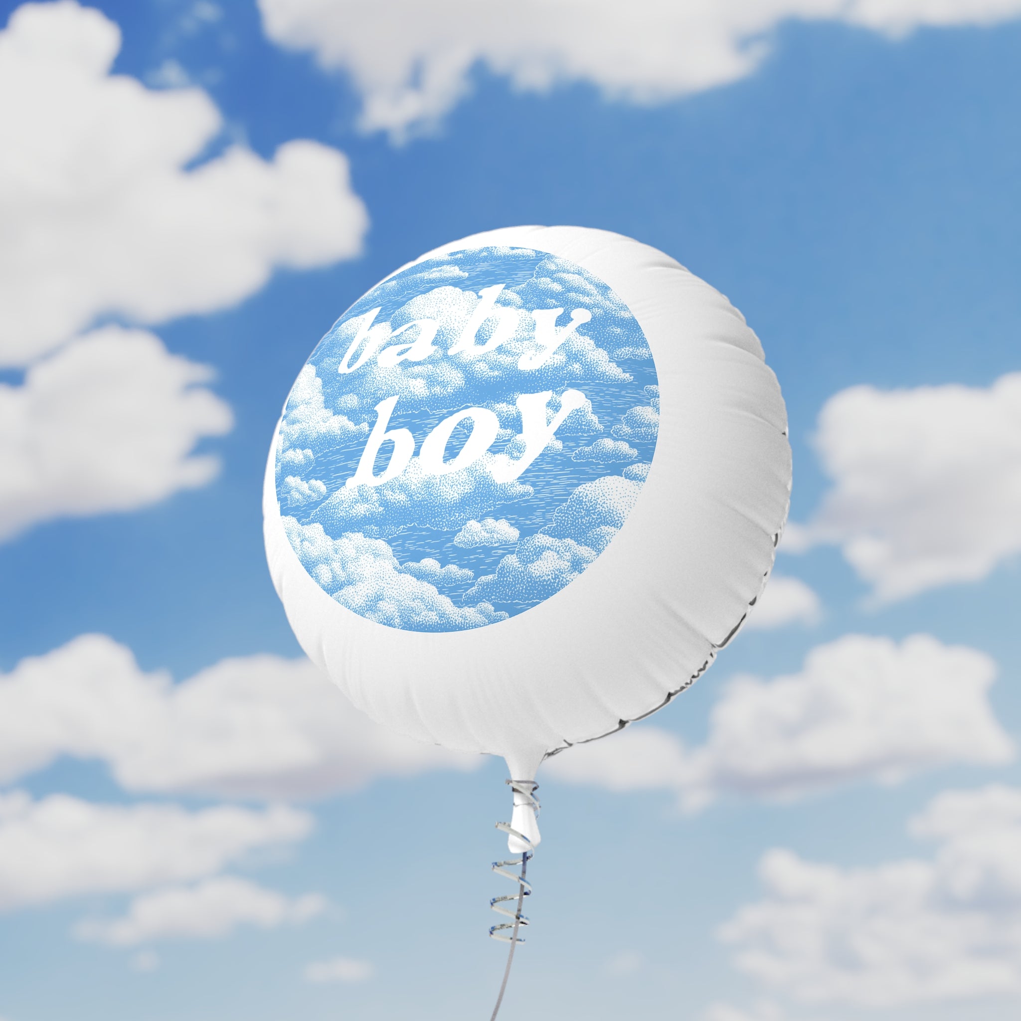 Baby Boy Blue Cloud Mylar Balloon — Helium Round Party Balloon