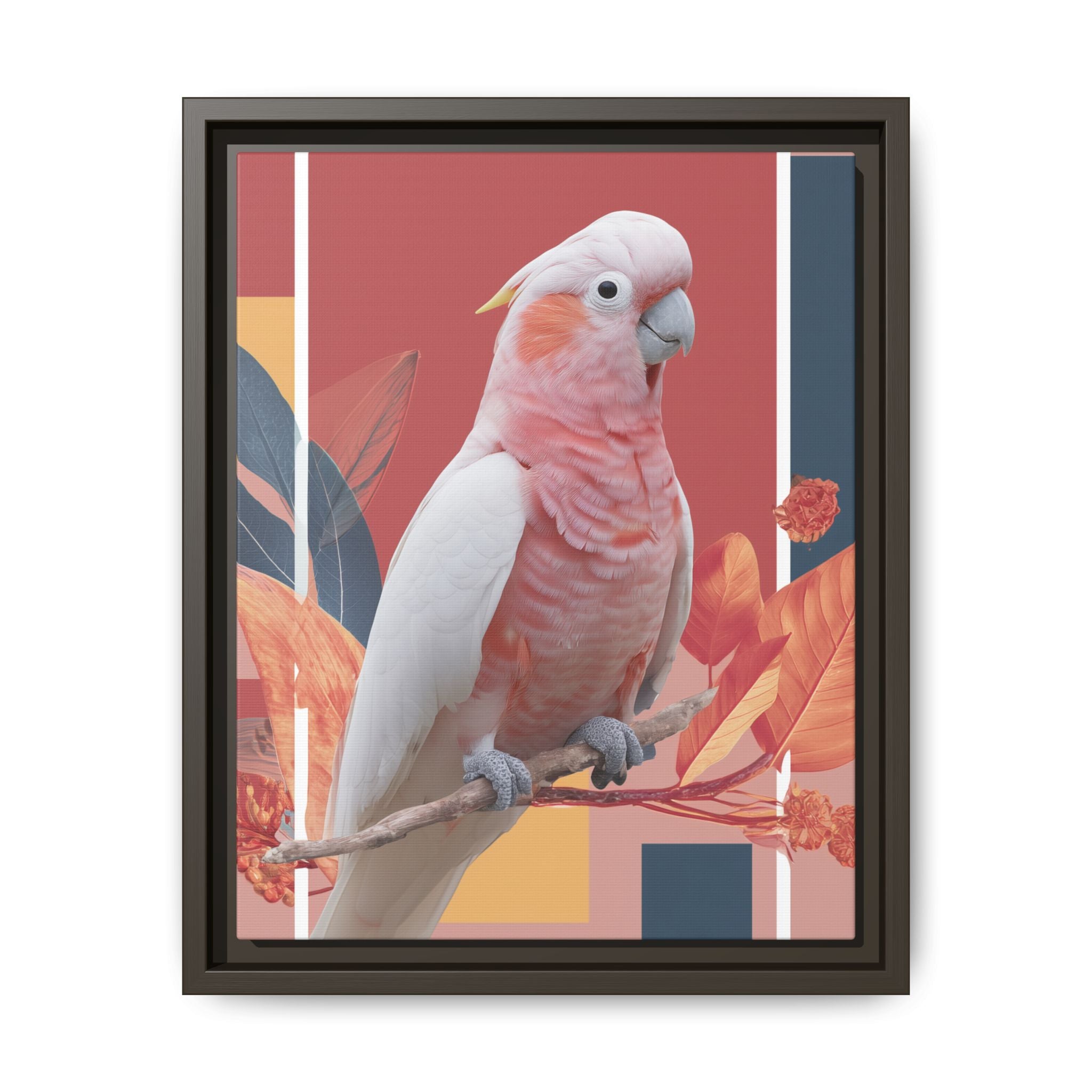 Framed Print: Cockatoo in Contemporary Geometric Style, Modern Avian Art Collection   |  Personalized & Custom Orders Available